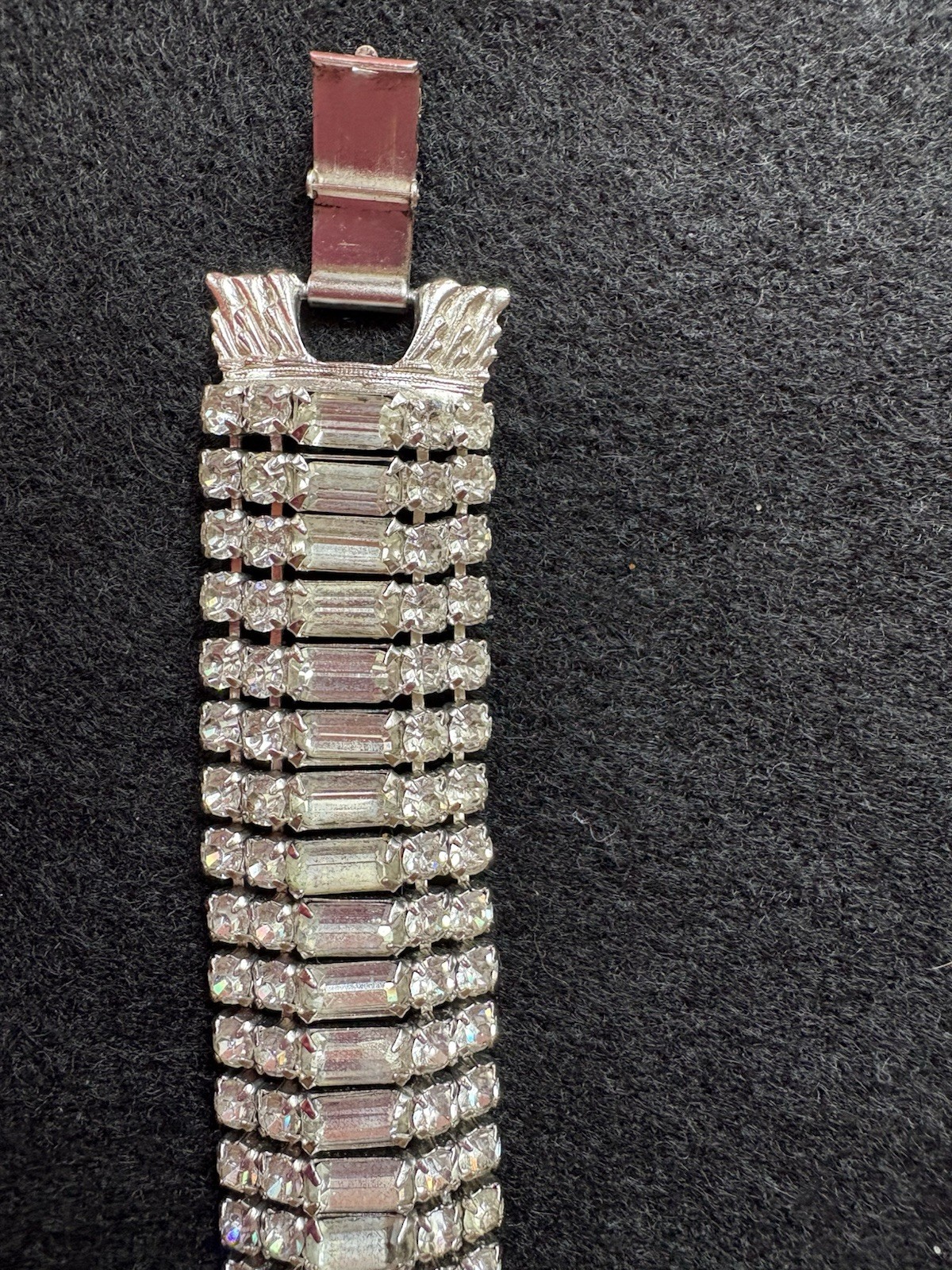 Vintage Wide Clear Rhinestone Bracelet Statement
