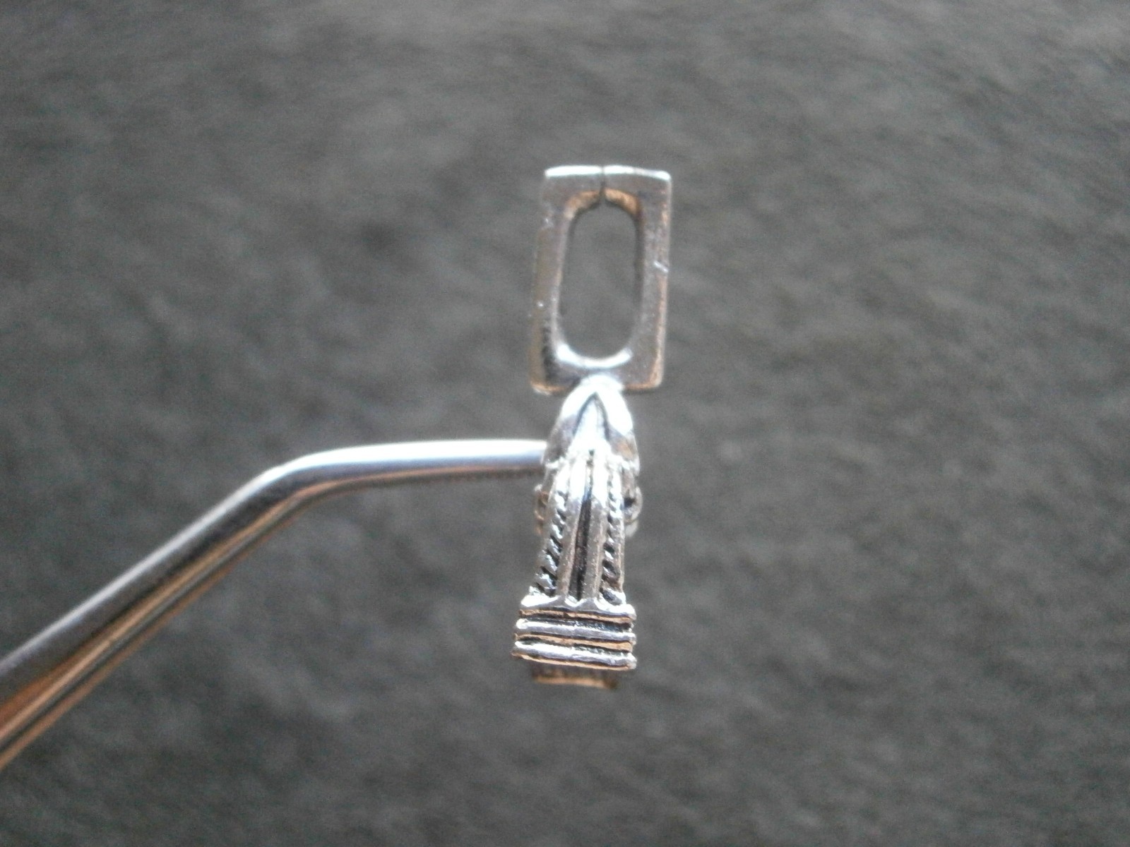 Handbag Purse Vintage Shiny Silvertone Bracelet Charm Pendant ~Large Bail ~ 4.5g