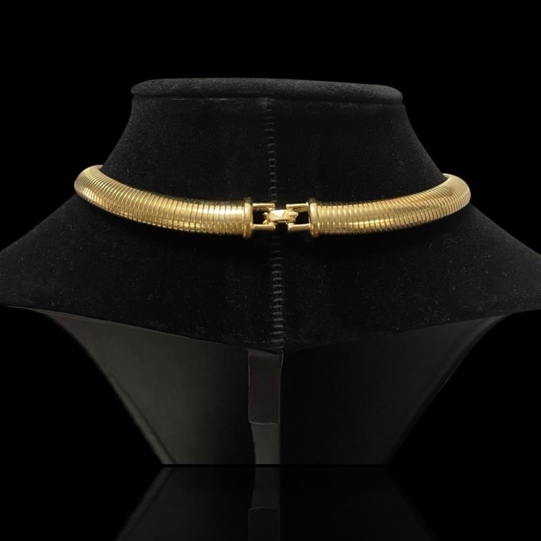 Monet Gold Tone Collar Necklace NWT Sealed Vintage 1990s 2000s Rigid Snake Chain