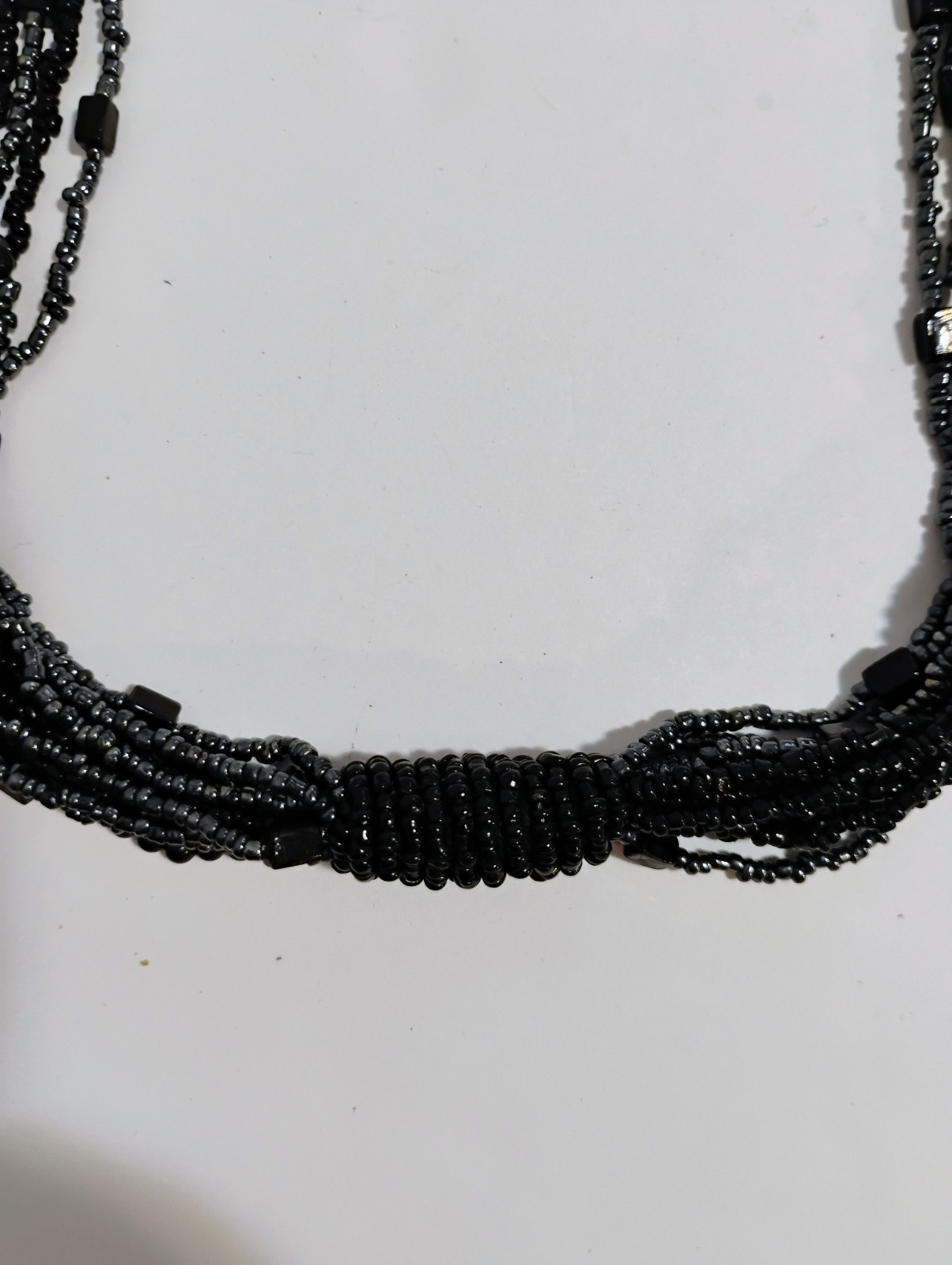 Vintage 48″ Multi Strand Black Seed Beads Scarf Necklace Wrap Belt
