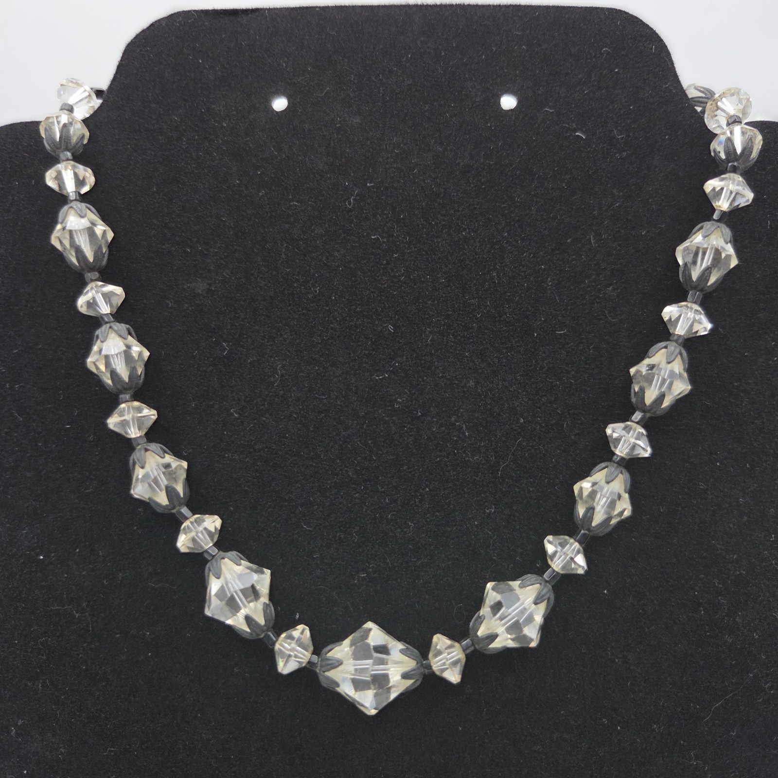 Vintage Signed Laguna Necklace With Faceted Crystals 15″ Choker