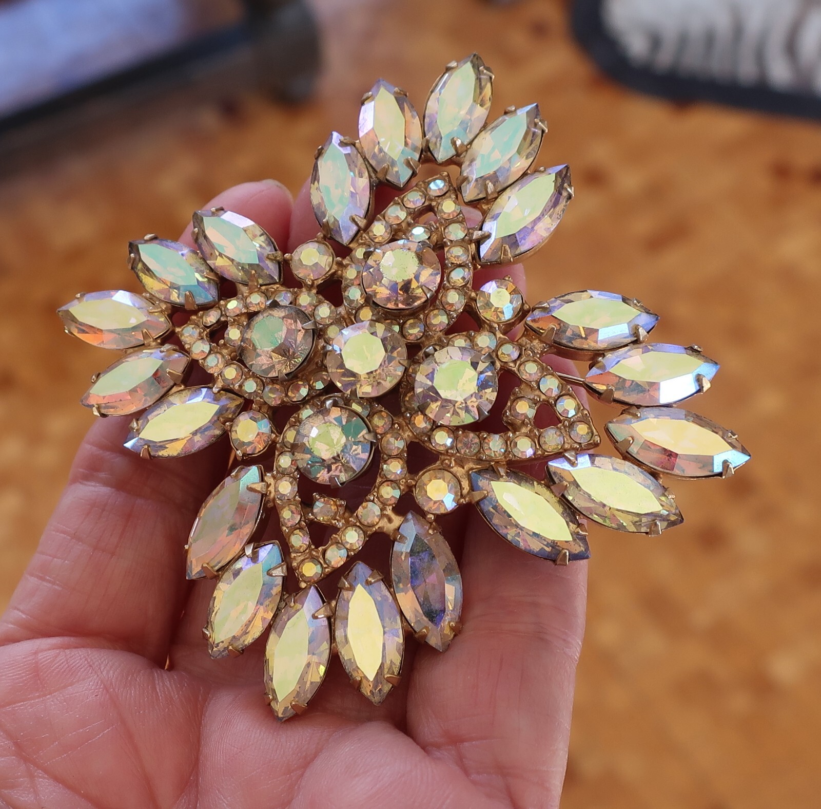 RARE DeLizza and Elster, Juliana, Aurora Borealis Brooch, Bracelet and Earrings