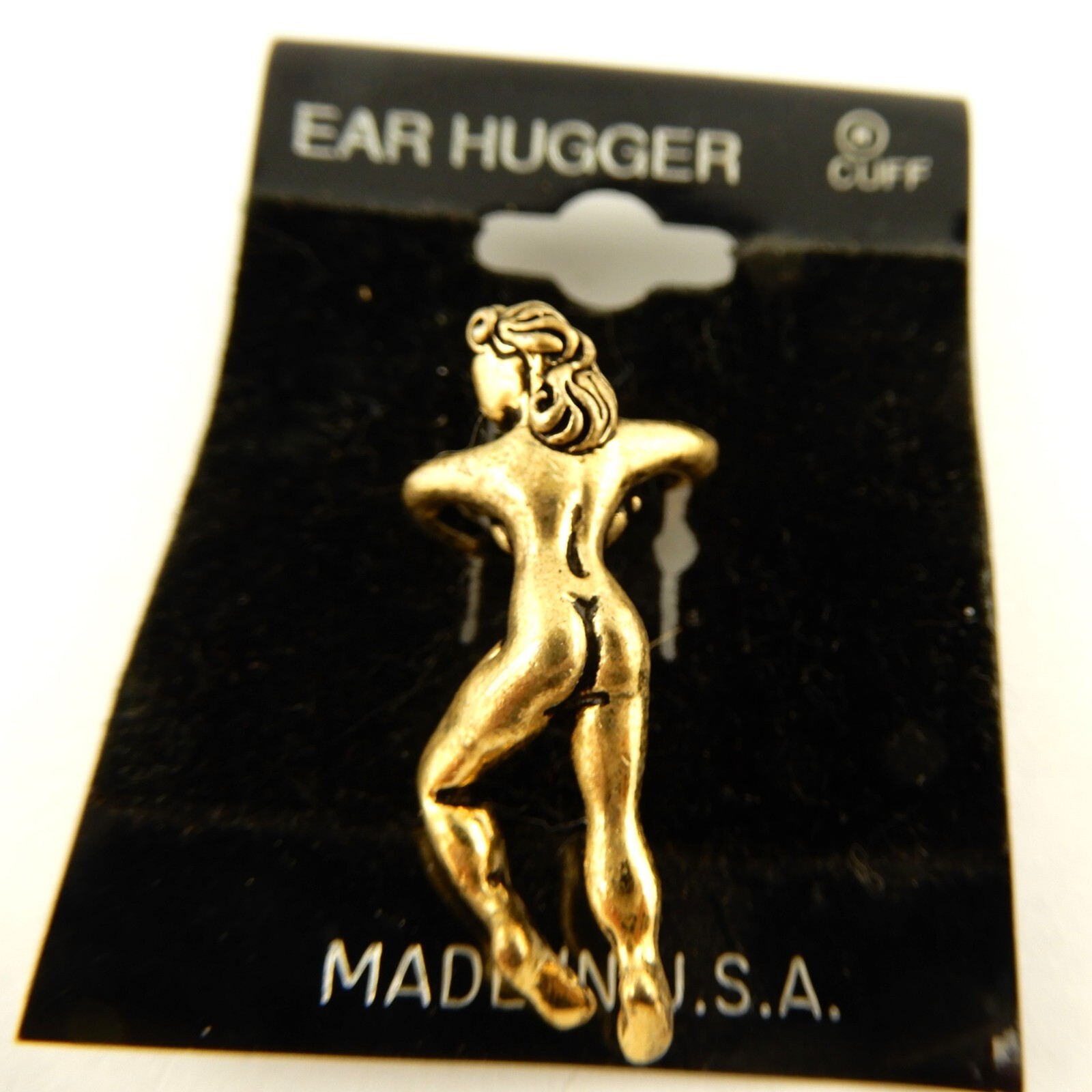 Vintage Pewter or Gold Nude Lady 3D Earhugger earring, ear cuff