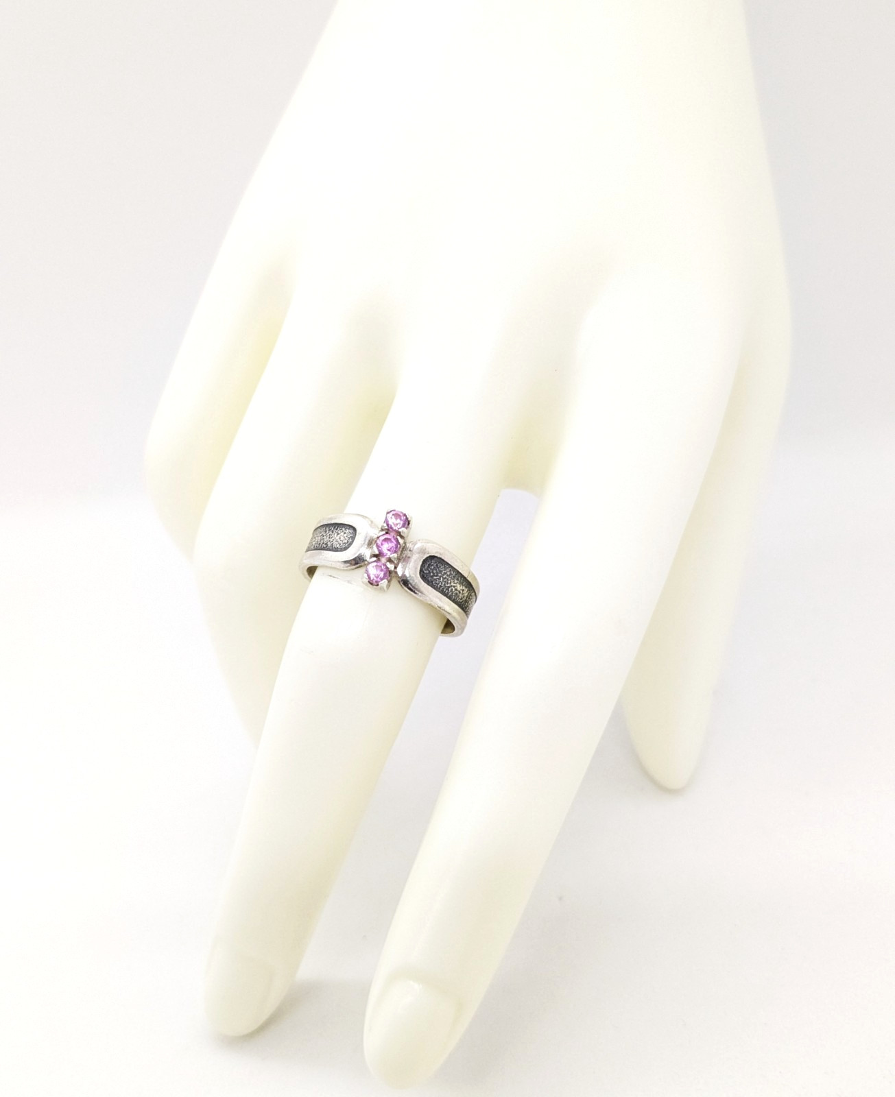 Vintage Elegant RING Silver 925 with Chic Bright Stones -size: 8US (18.5mm)| #46
