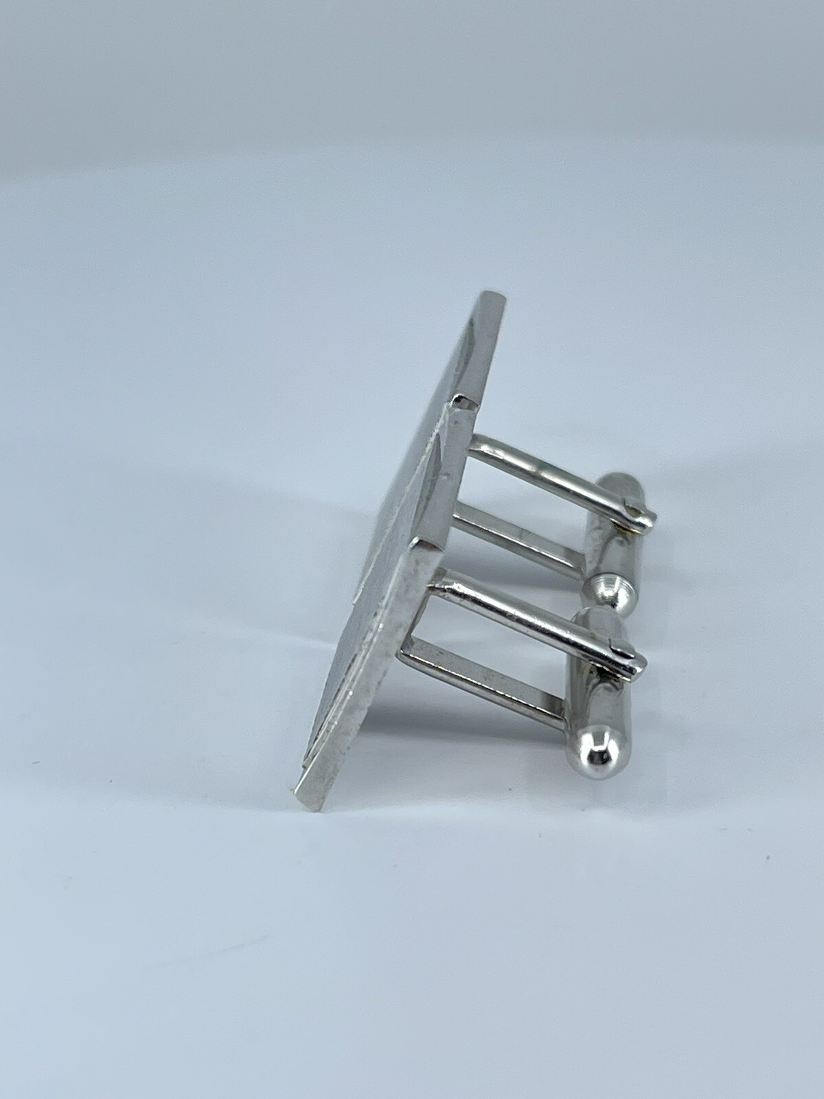 Vintage Swank cufflinks brushed and polished silver tone square design 3/4″