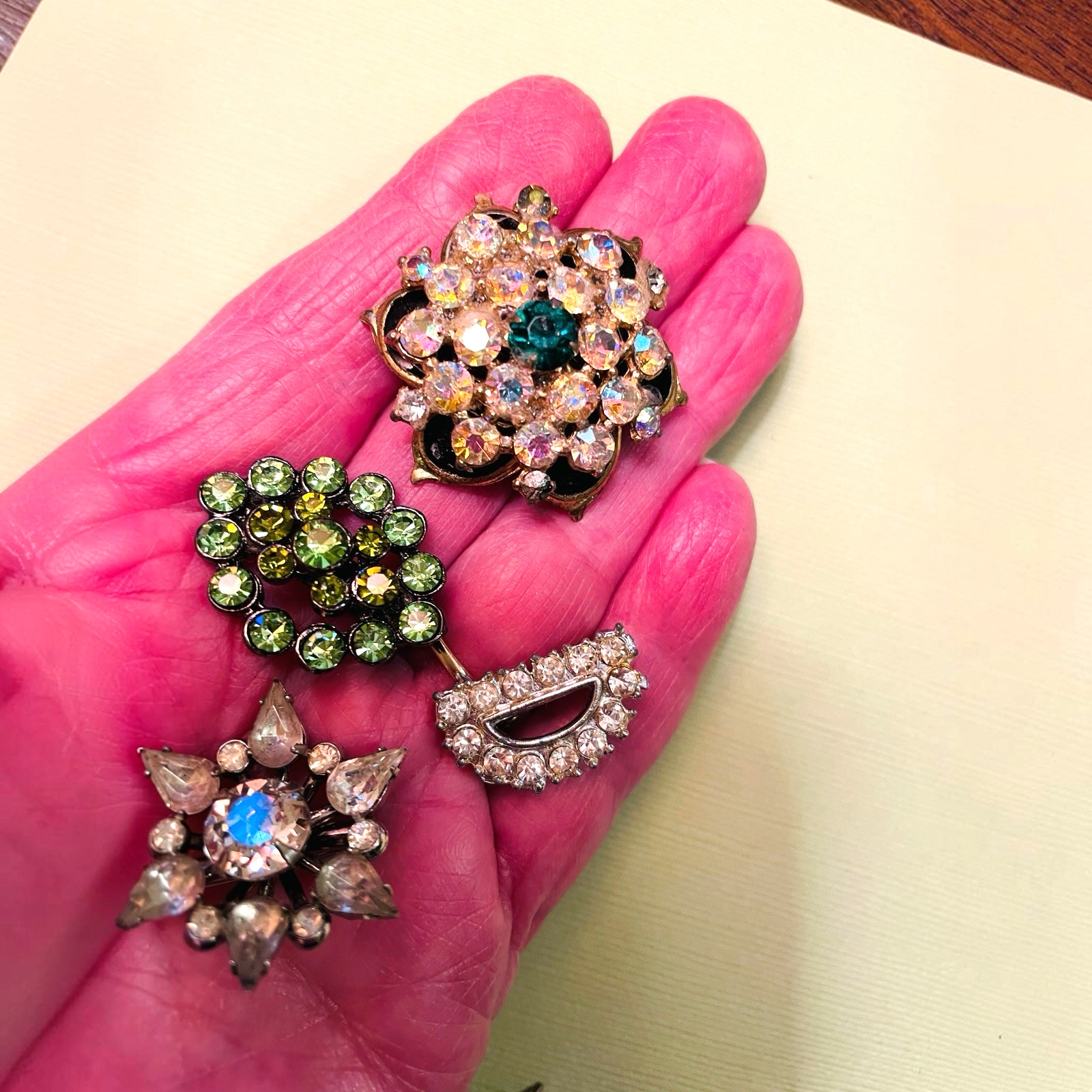 Rhinestone Jewelry Lot Dangle Earrings + 4 Pin Brooch Unsigned & Coro – 5 Piece