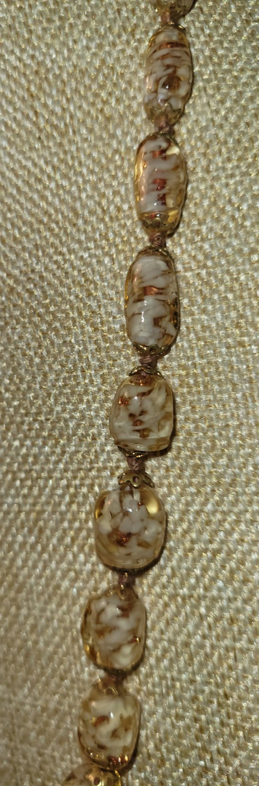 Glass Gold Foil Bead Necklace 25 inches Vintage