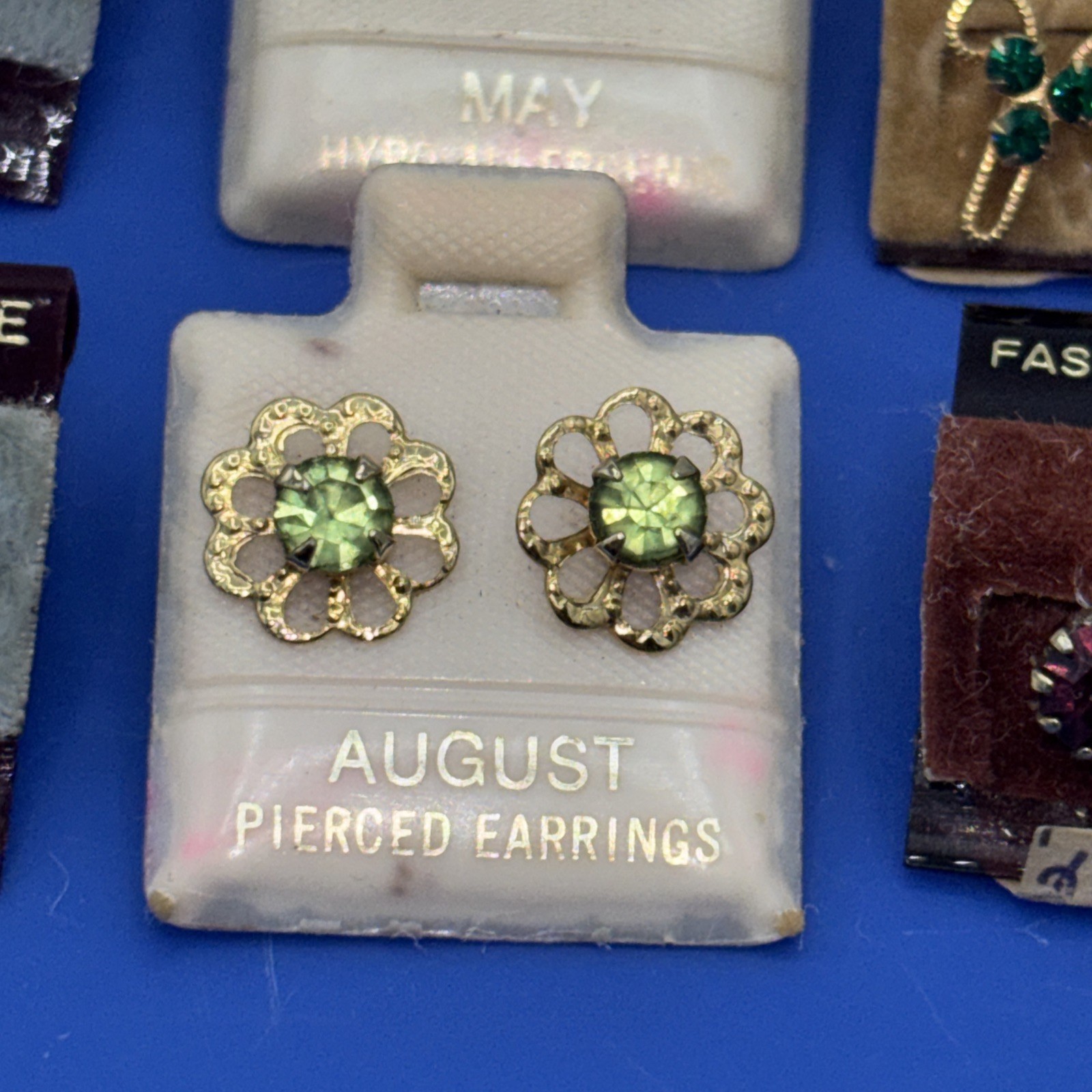 Vintage NOS Birthstone Earrings Lot January February May August Pierced