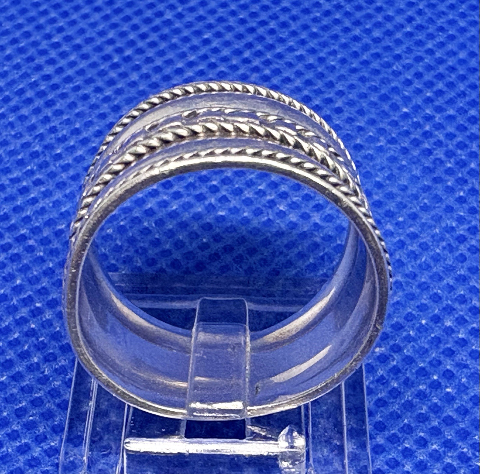 X28 Native 16 .5 mm Cigar Band 925 Silver Ring Vintage Size 8.0 Ethnic 4.78g