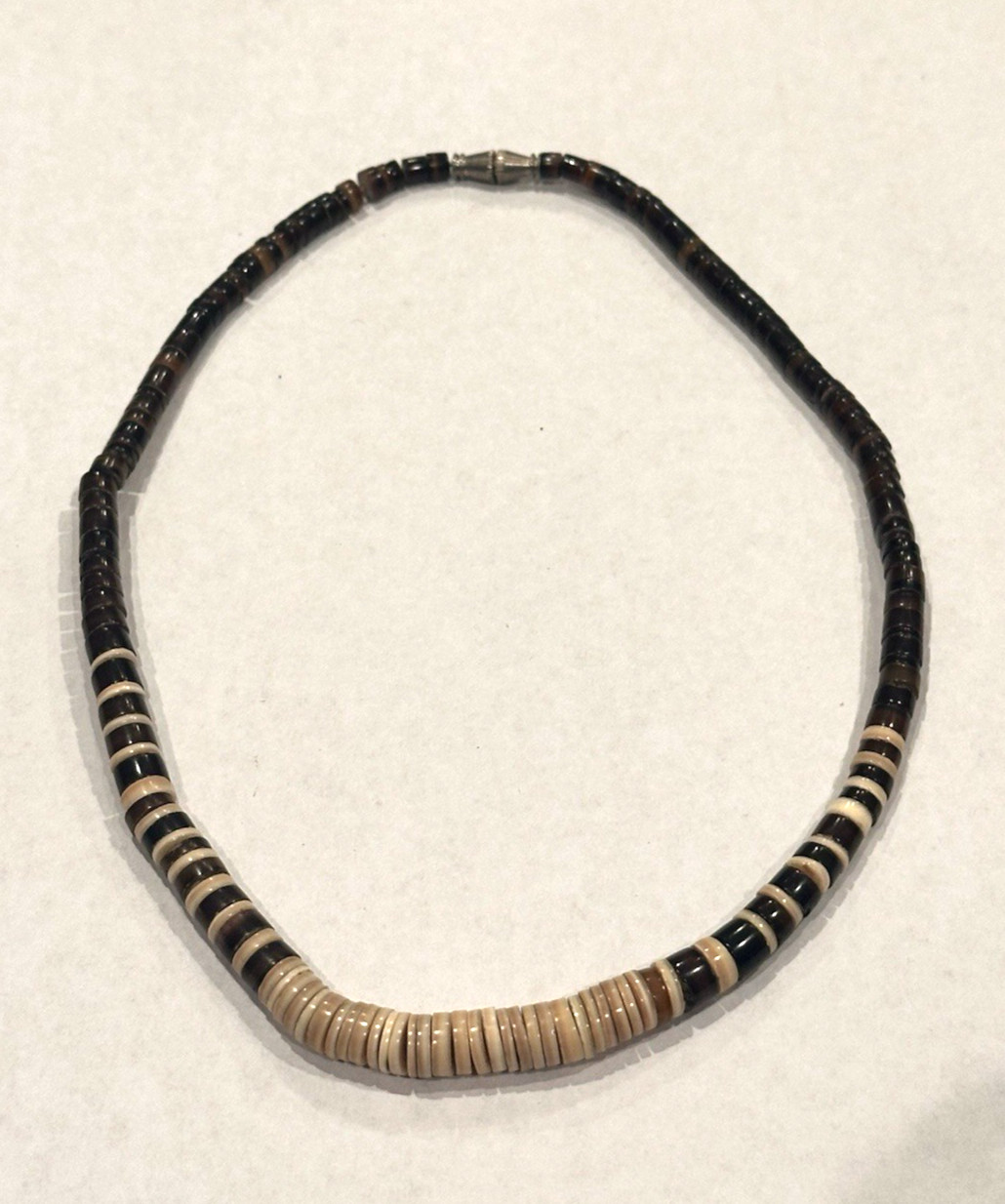 BROWN TAN SHELL COCONUT BEADS 15″ CHOKER BEACH Necklace 1980S SURFER HIPPIE EU