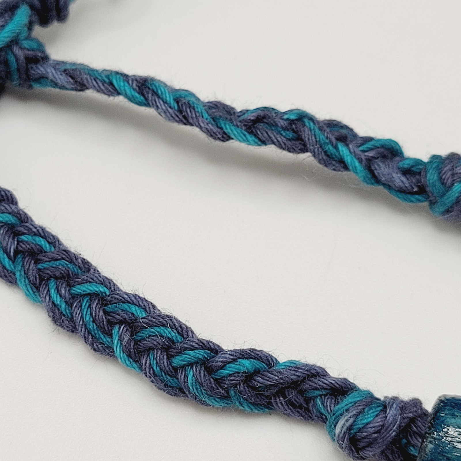 Eclectic Artsy Artisan Braided Cotton Mixed Material Beaded Vintage Necklace