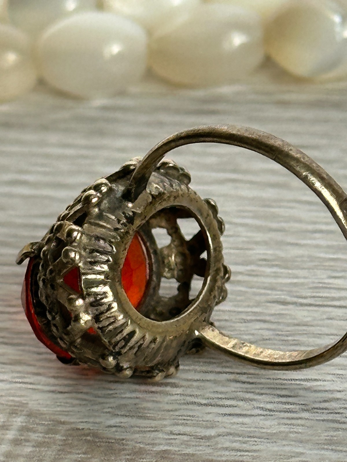 vintage woman RING soviet SILVER 875 star “Sudarushka” girl openwork crown USSR