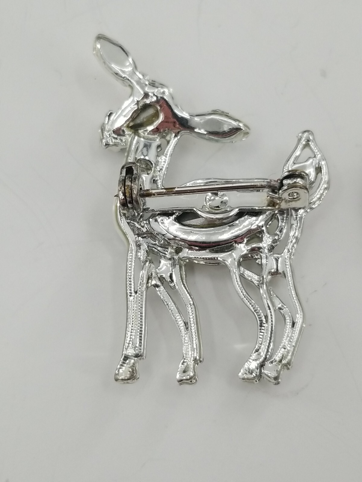 Christmas Reindeer Rhinestone Brooch Pin. See Description Below.