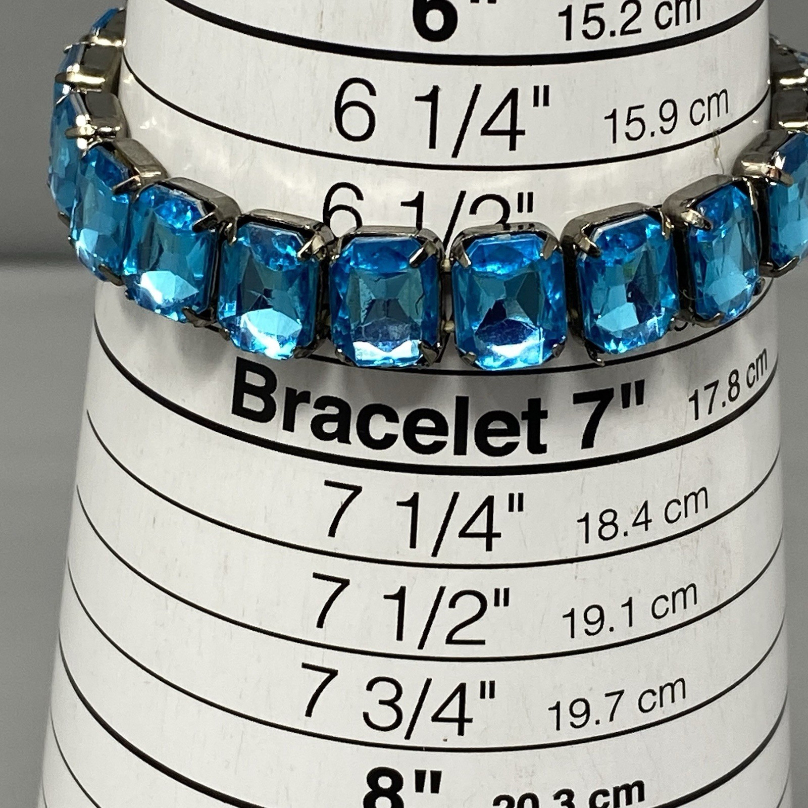 Rhinestone Stretch Bracelet Lot of 6 Blue Purple Clear Acrylic Silver Gold Tone