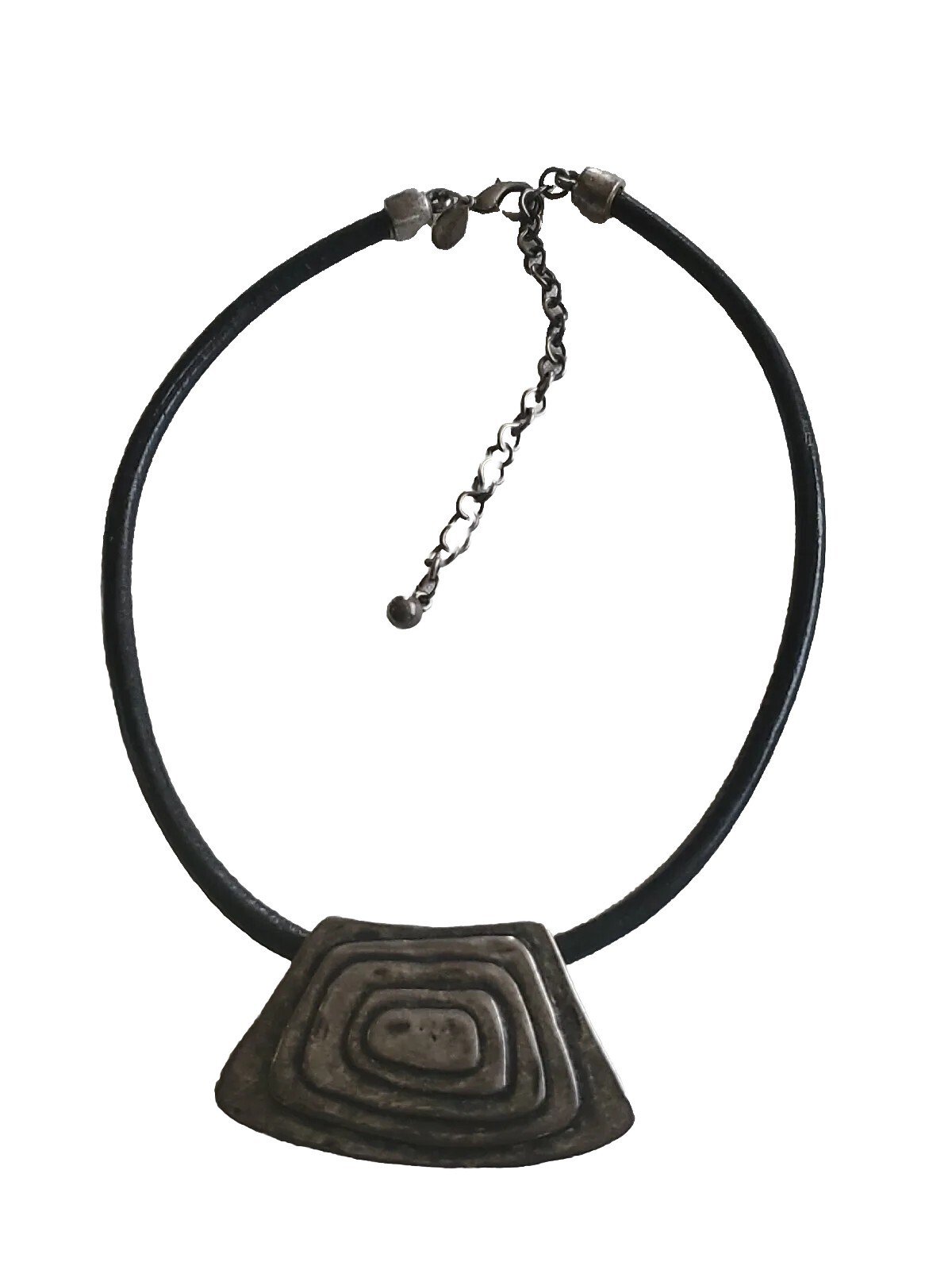 Chico’s Modernist Black & Silver Tone Necklace 3″Extender Choker Jewelry