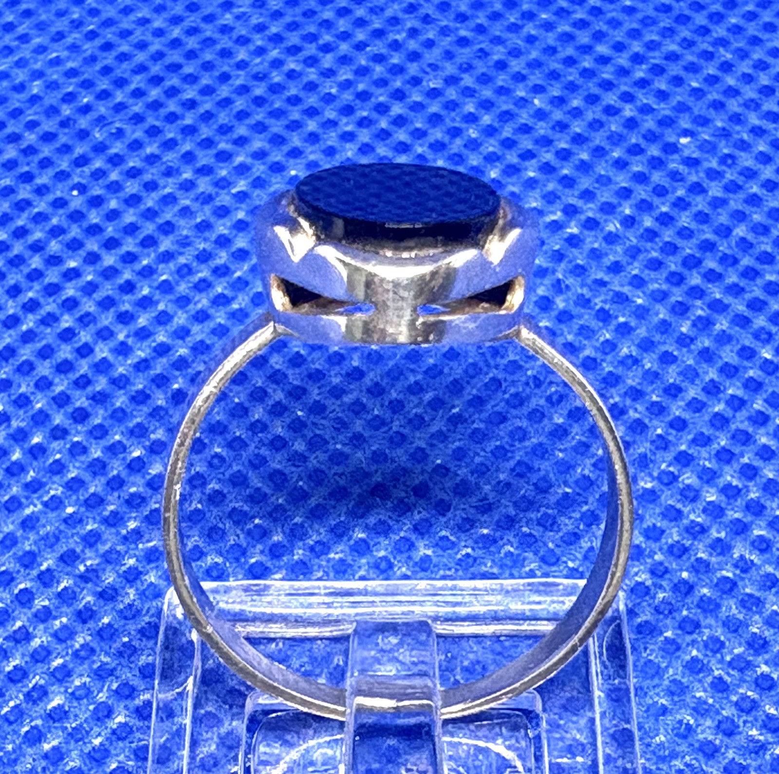 A33 Vintage 925 Sterling Silver Seal Ring Size 8.0 est 1950s Black Onyx 2.9g