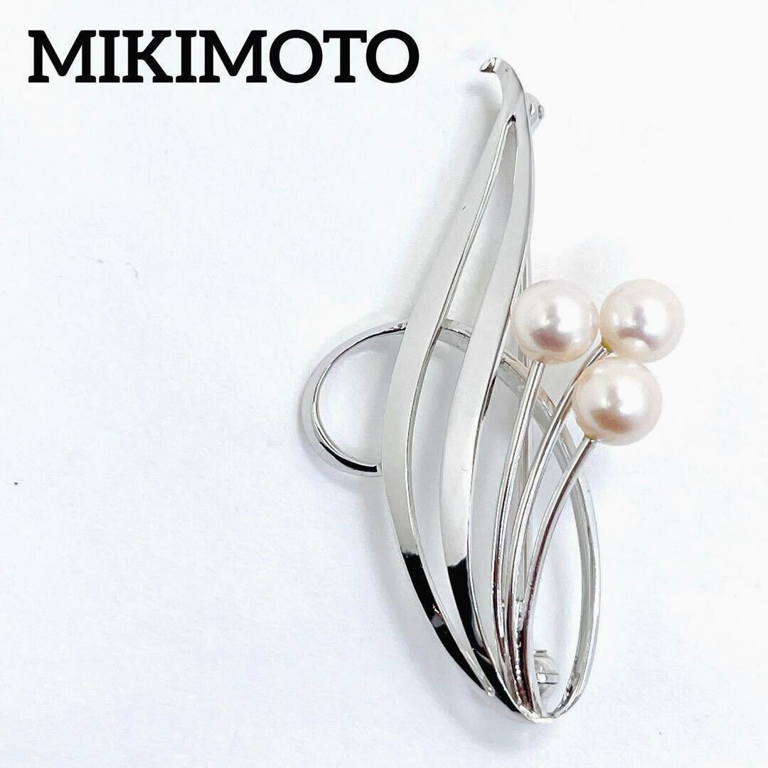Mikimoto 5.3〜5.5mm 3P JAPAN Akoya Pearl Pin Brooch Corsage Antique & Vintage