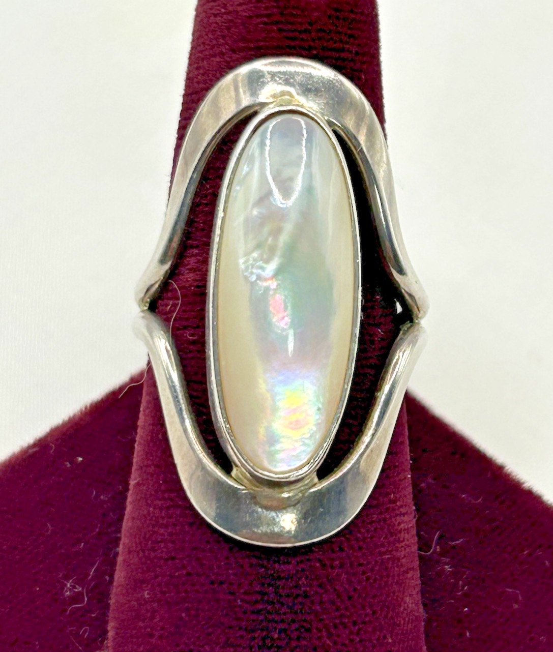 Signed DDD Dominique Dinouart Sterling Silver MOP Ring Size 9