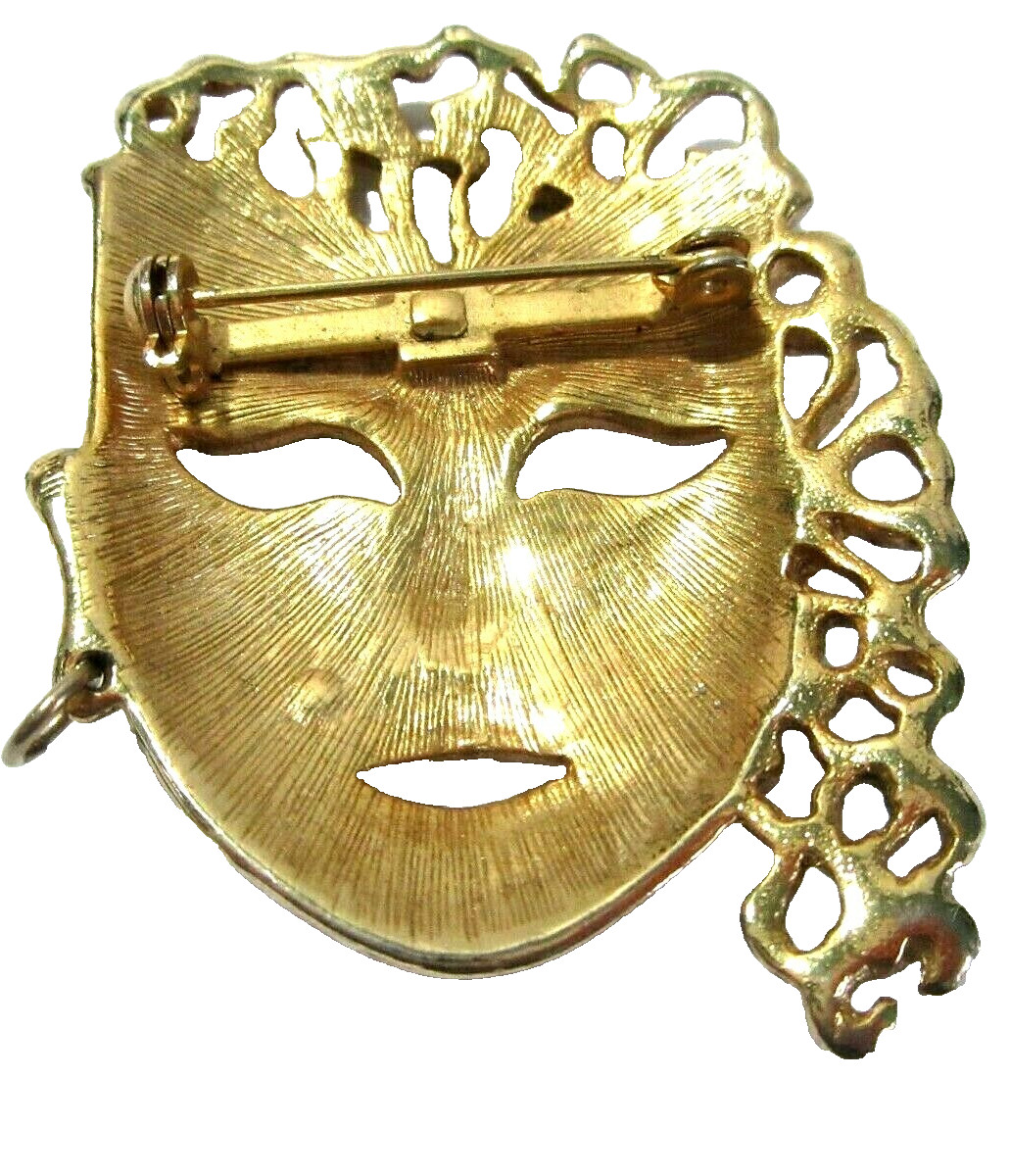 BRONZE TONE METAL VINTAGE ETHNIC LADY WOMAN PIN STYLISH W EARRING