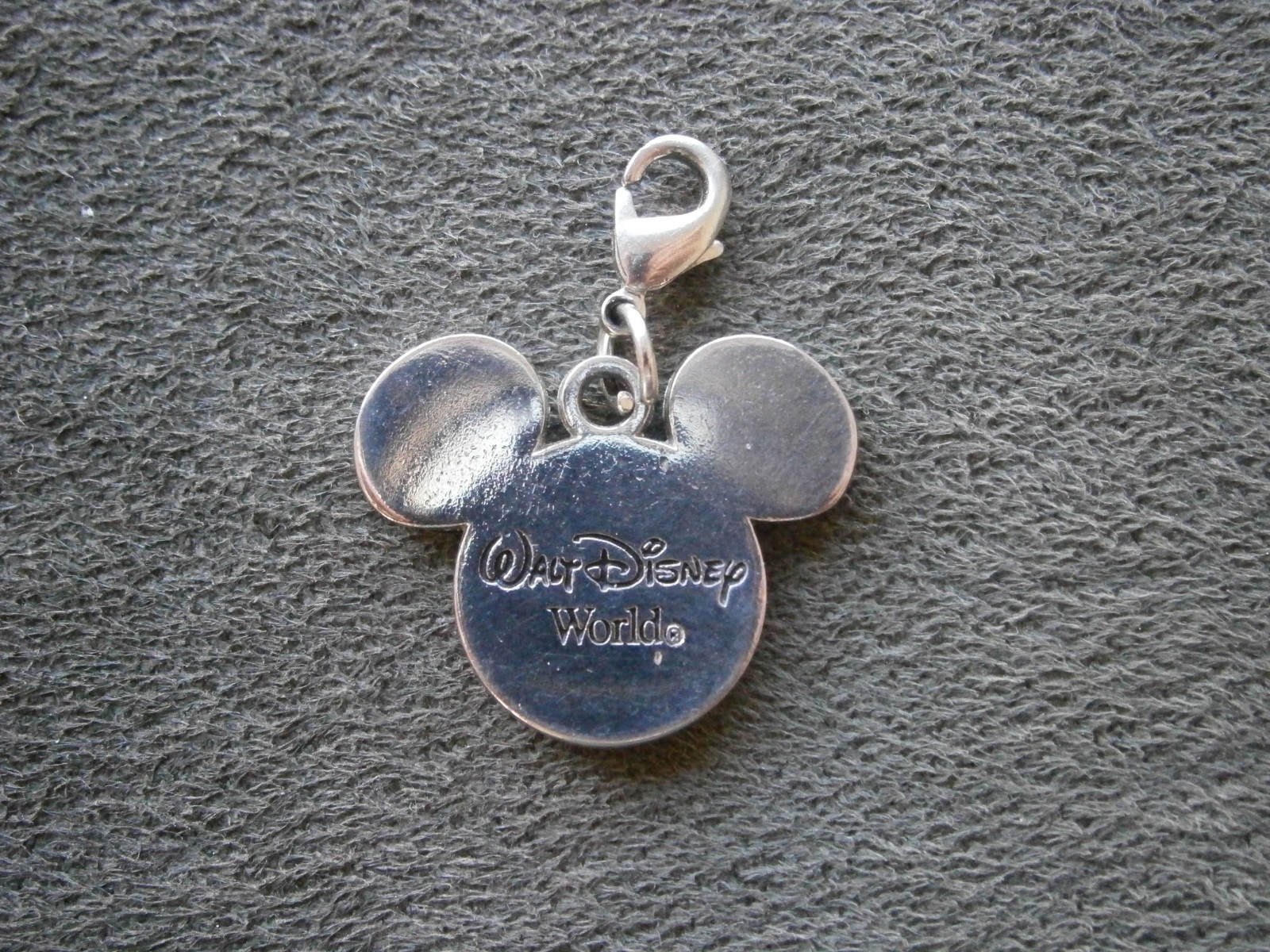 Mickey Mouse Ears May Birthstone Vintage Silvetone Bracelet Charm Pendant 3.5g