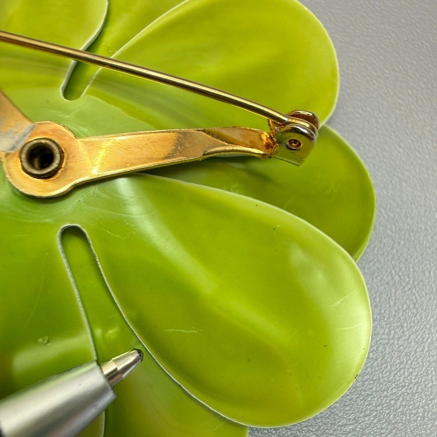 Vintage Brooch Earring Lot Lime Green Enamel Gold Tone Flower Ladybug Enamel