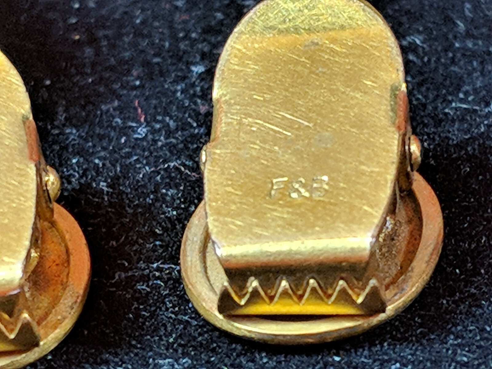 Antique Foster Bailey F & B Tie Clip Estate Engraved Initial Cuff Links Insignia