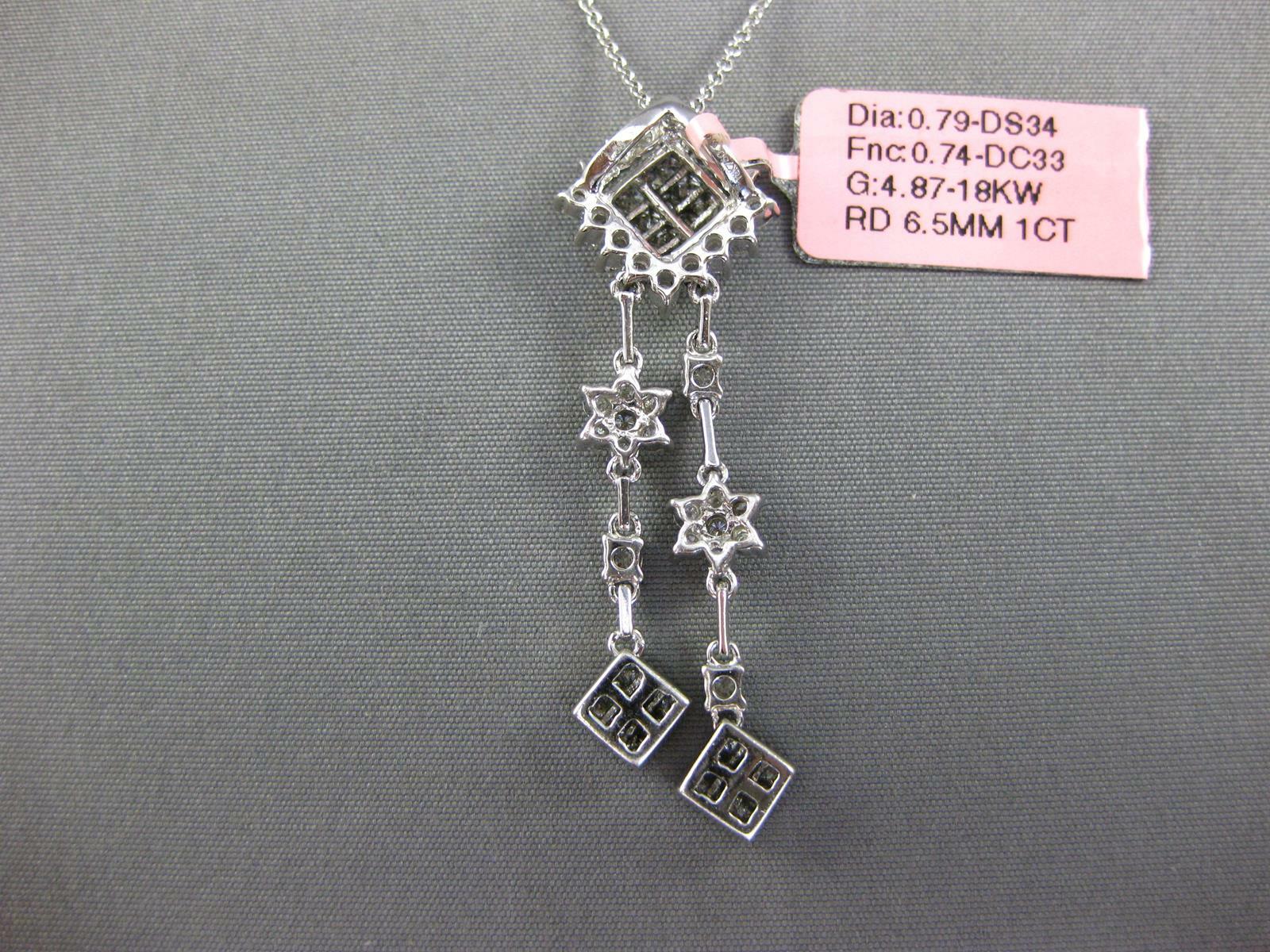 1.53CT DIAMOND 18K WHITE GOLD ROUND & PRINCESS FLOWER BY THE YARD LARIAT PENDANT