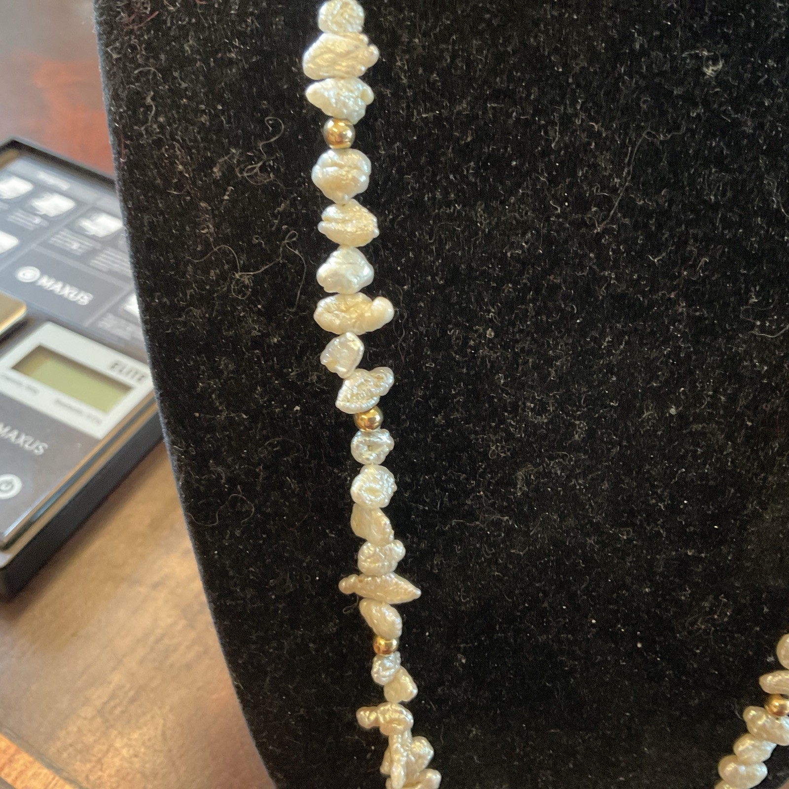 14K Gold&Rice Pearl Necklace 31” Long Convertible Single or Double Strand,21.56g