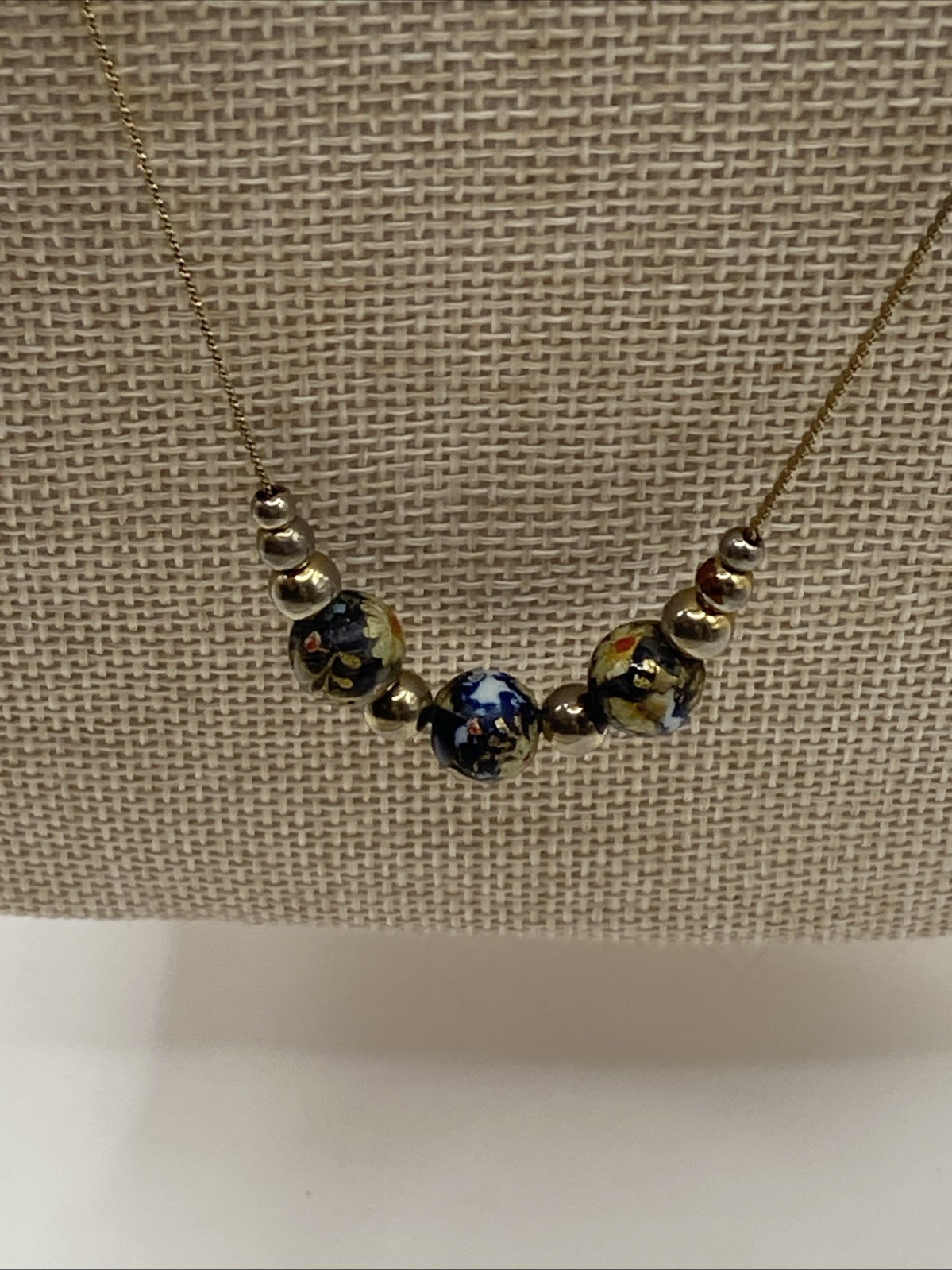 2.97 Vintage necklace, gold tone, chain, cloisonne charms