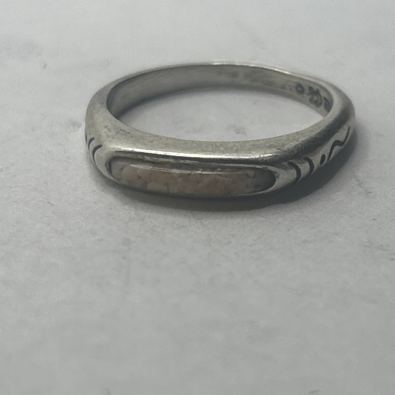 Carolyn POLLACK 925 Sterling Silver crushed pearl Stacking Band Ring Size 6