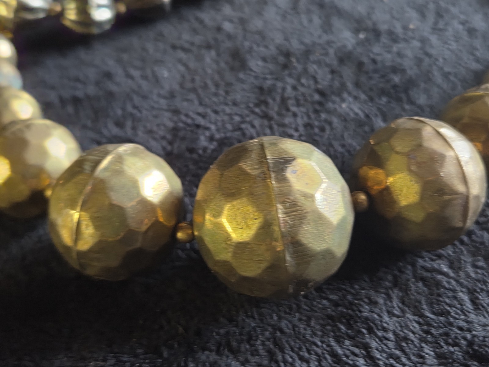 Lot Of 4 Hammered Brass Bead / Silver Necklace 30” Long Graduated Boho Tribal