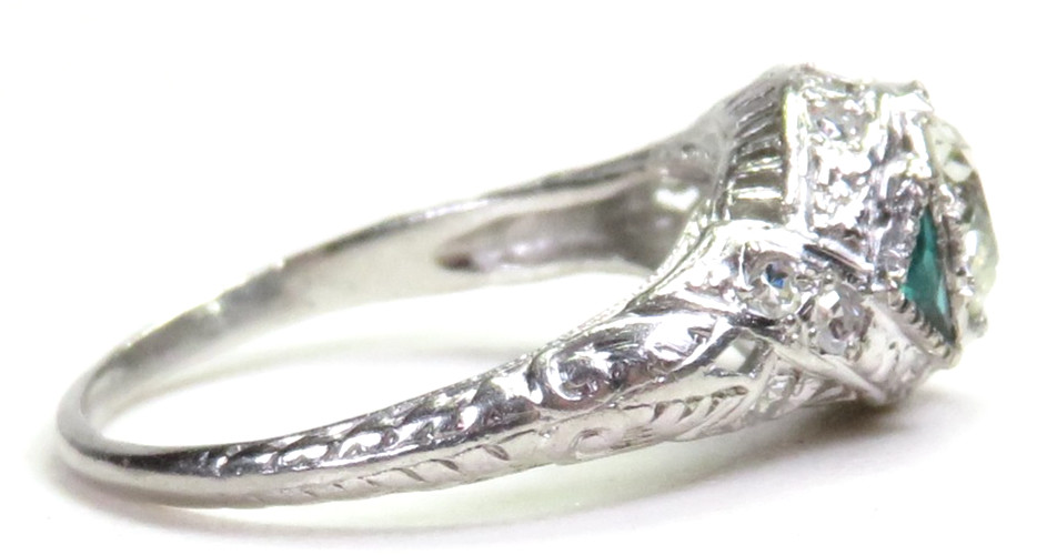 Antique Art Deco 1920’s Diamond Engagement Ring Plat Pall Ring Size 5.5 UK-K1/2
