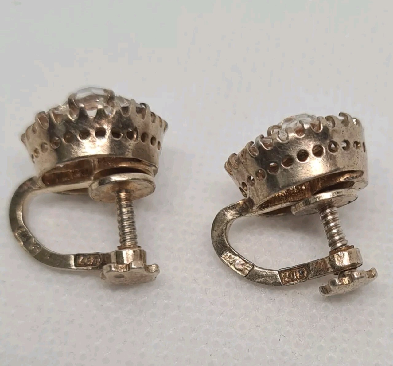 Rare Vintage Earrings, Clips Silver 875 USSR gilt 1927-1955