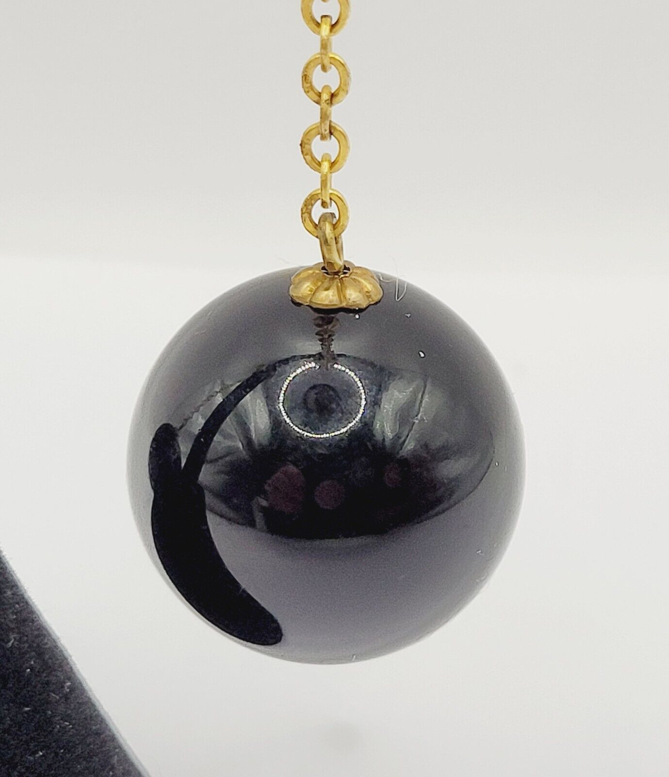 DeNicola Black Ball & Chain Long Drop Dangle Runway Gold Tone Clip On Earrings