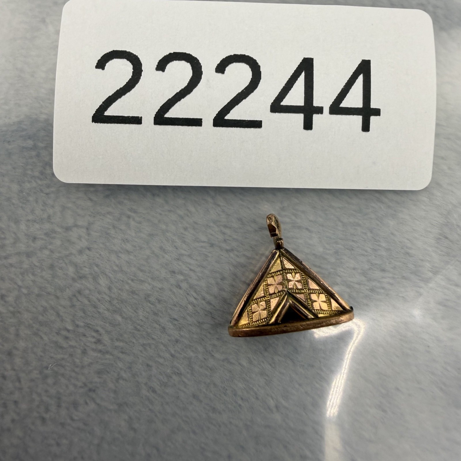 Vintage Watch Fob Engraved Gold Filled Tent Pyramid