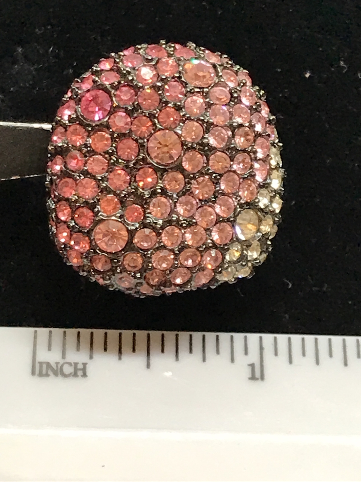 Vintage Kenneth Jay Lane Couture Pink Pave Rhinestone Gunmetal Earrings