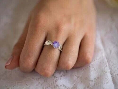 2.5Ct Round Lab Created Amethyst & Diamond Anniversary 14K Rose Gold Finish Ring