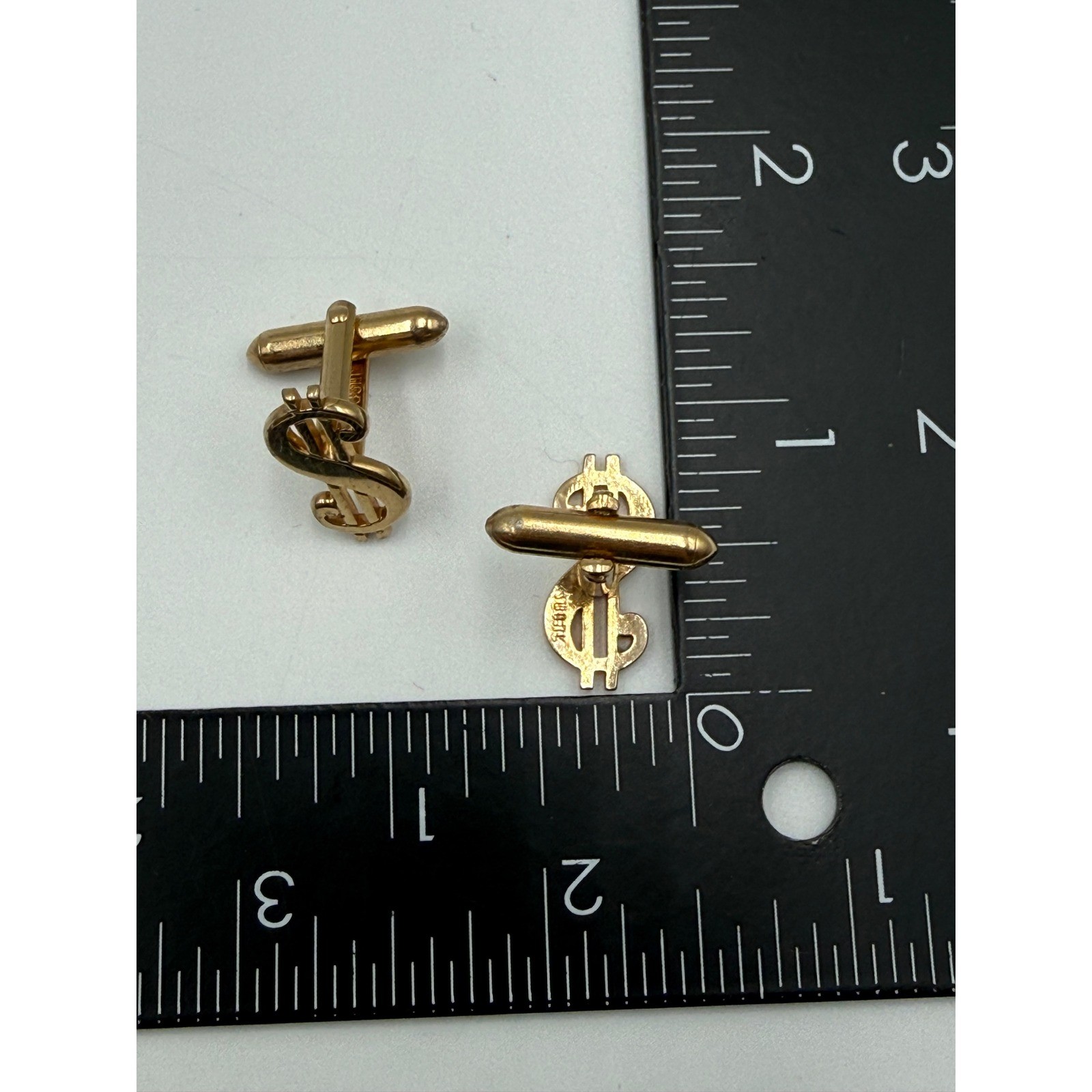 Swank Vintage Dollar Sign Cufflinks Gold Tone Novelty Finance Money Symbol Men