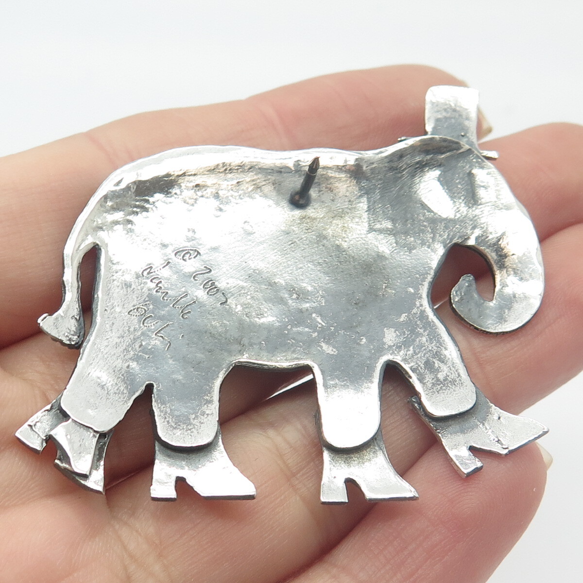 925 Sterling Silver Vintage Danielle Bali Circus Elephant Lapel Pin