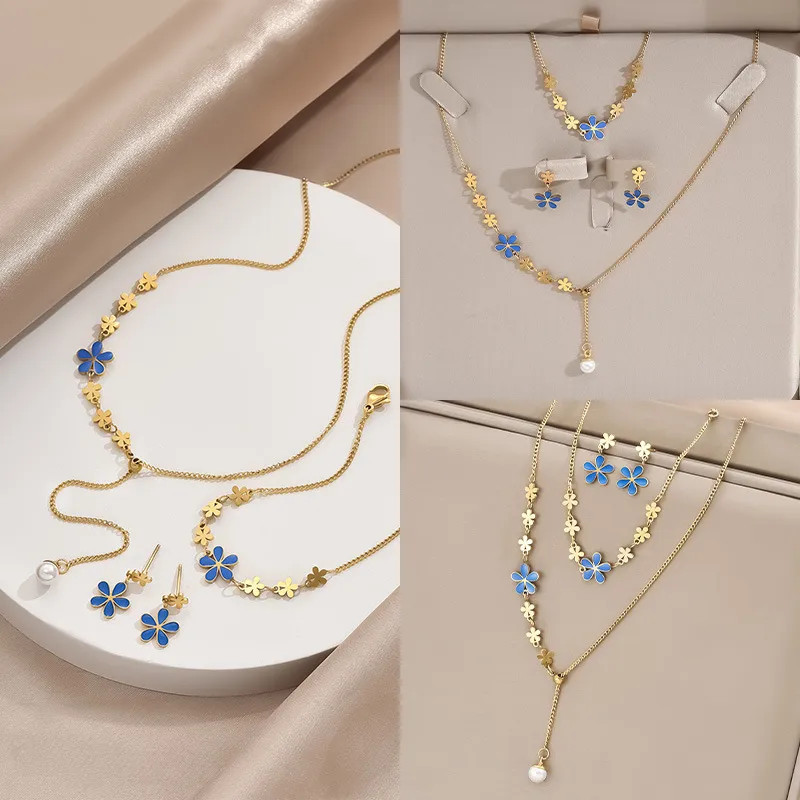 Real Gold Plated Flower Titanium Steel Simple Style IG Style Waterproof Non Tarn