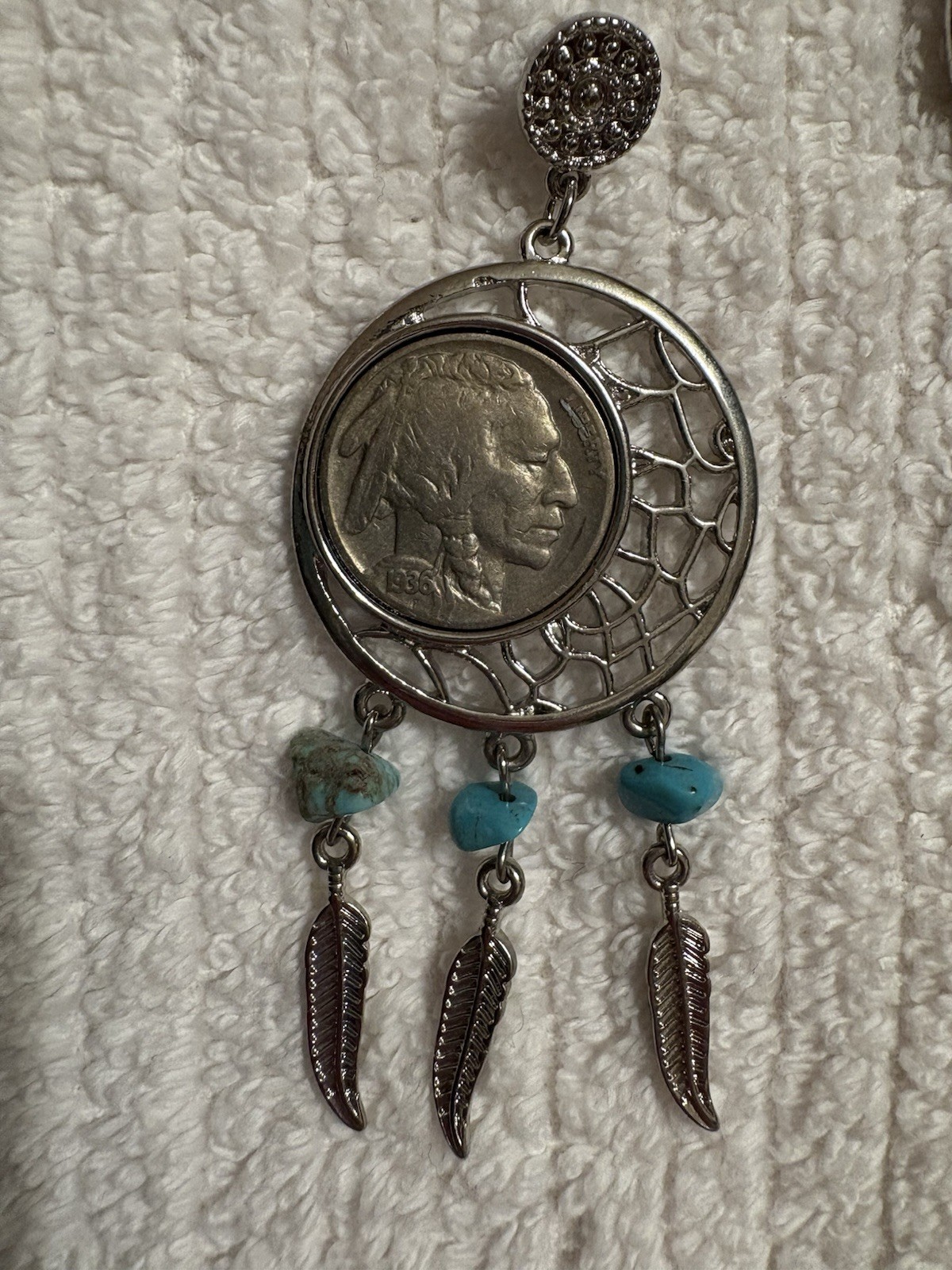 Buffalo Nickel Dreamcatcher Necklace & Earrings Set – Vintage Coin Jewelry