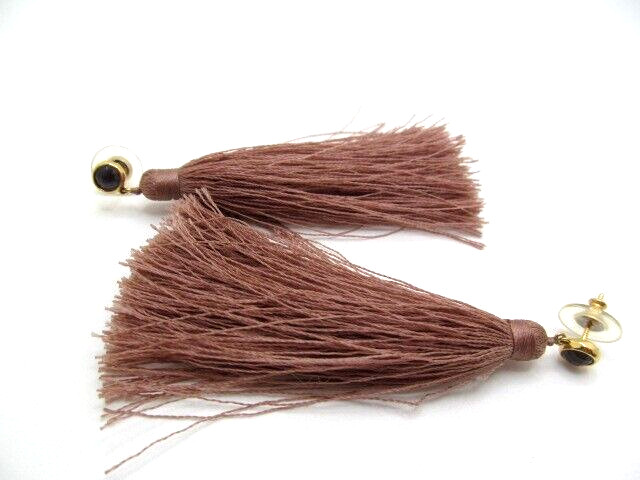 Vintage Sugarfix Facet Purple & Mauve Pink Tassel Threaded Long Earrings