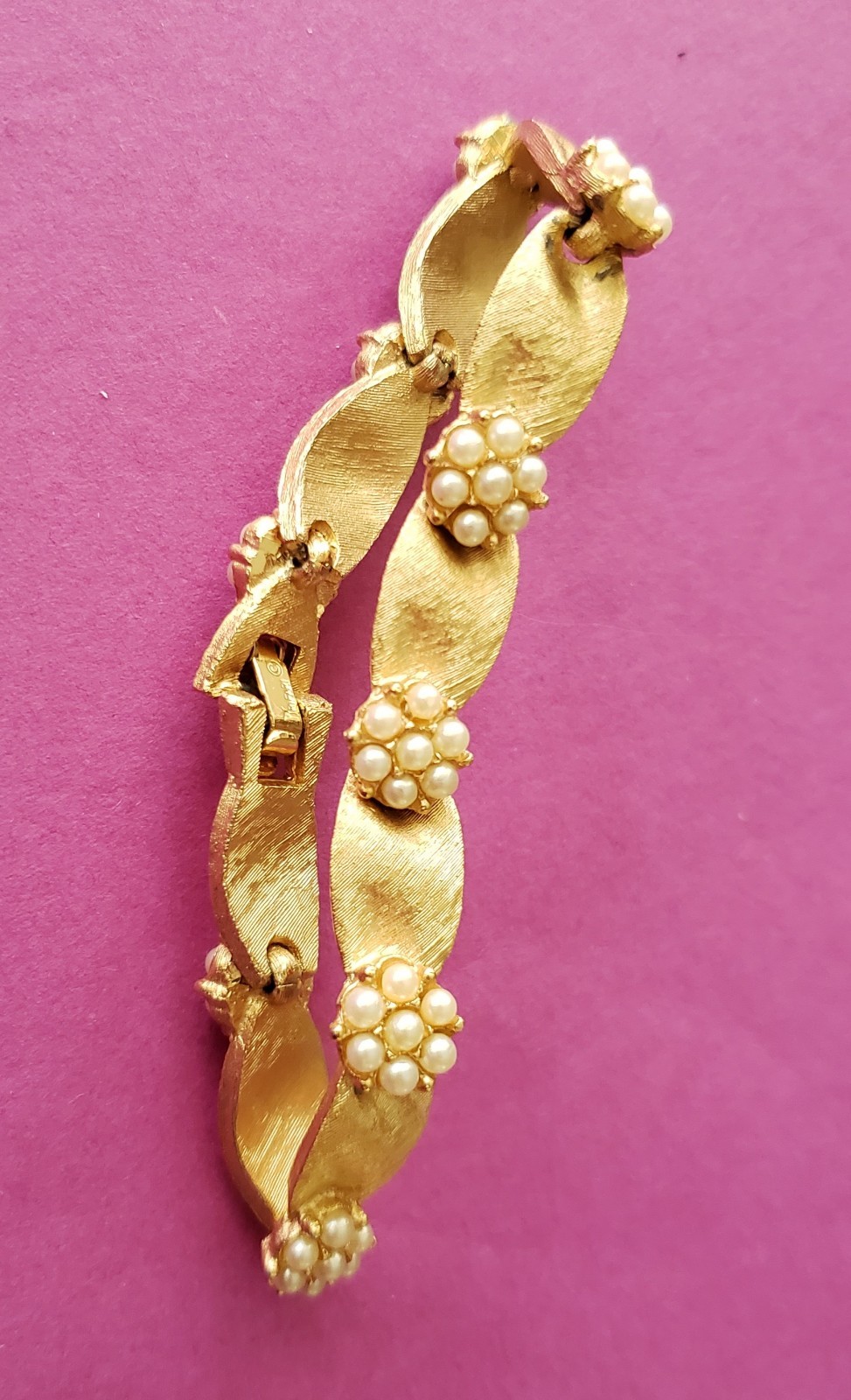 Vintage Crown Trifari Gold Plate Birthday Ribbon Bracelet