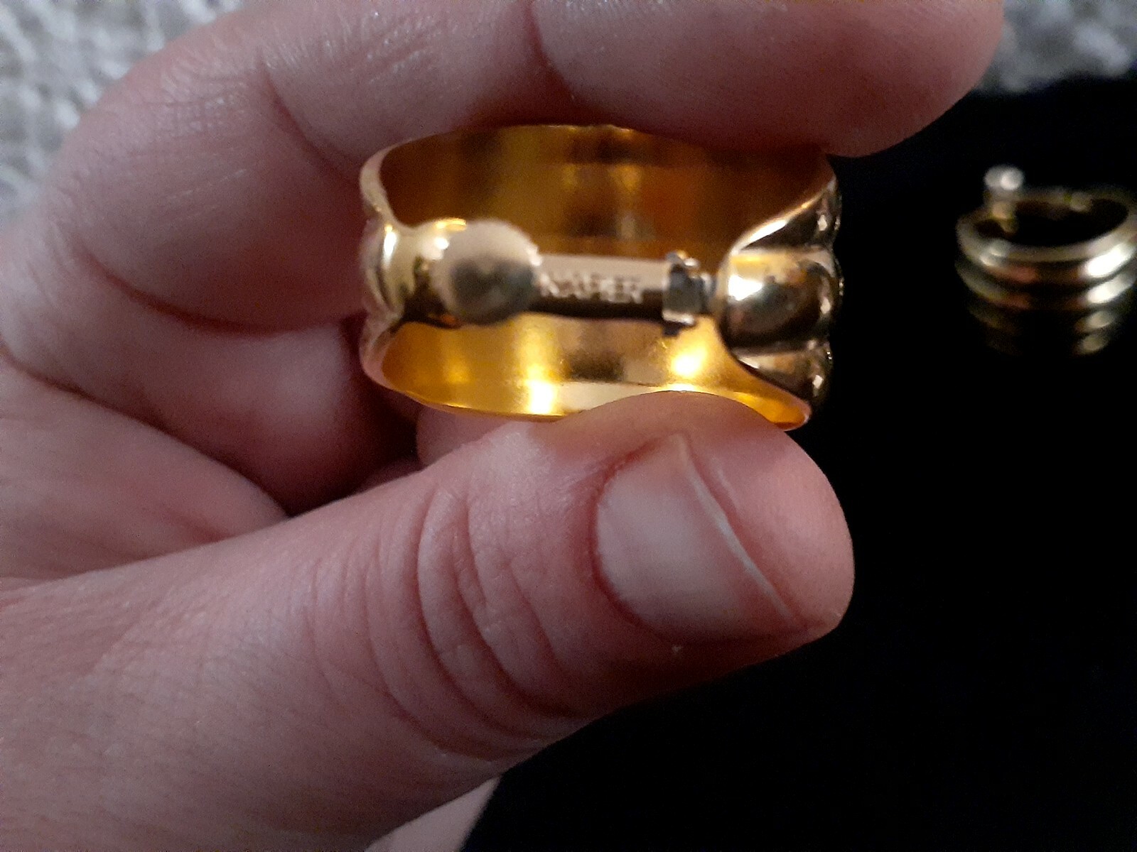 Vintage Napier Goldtone Wide Hoop adjustable clip on Earrings