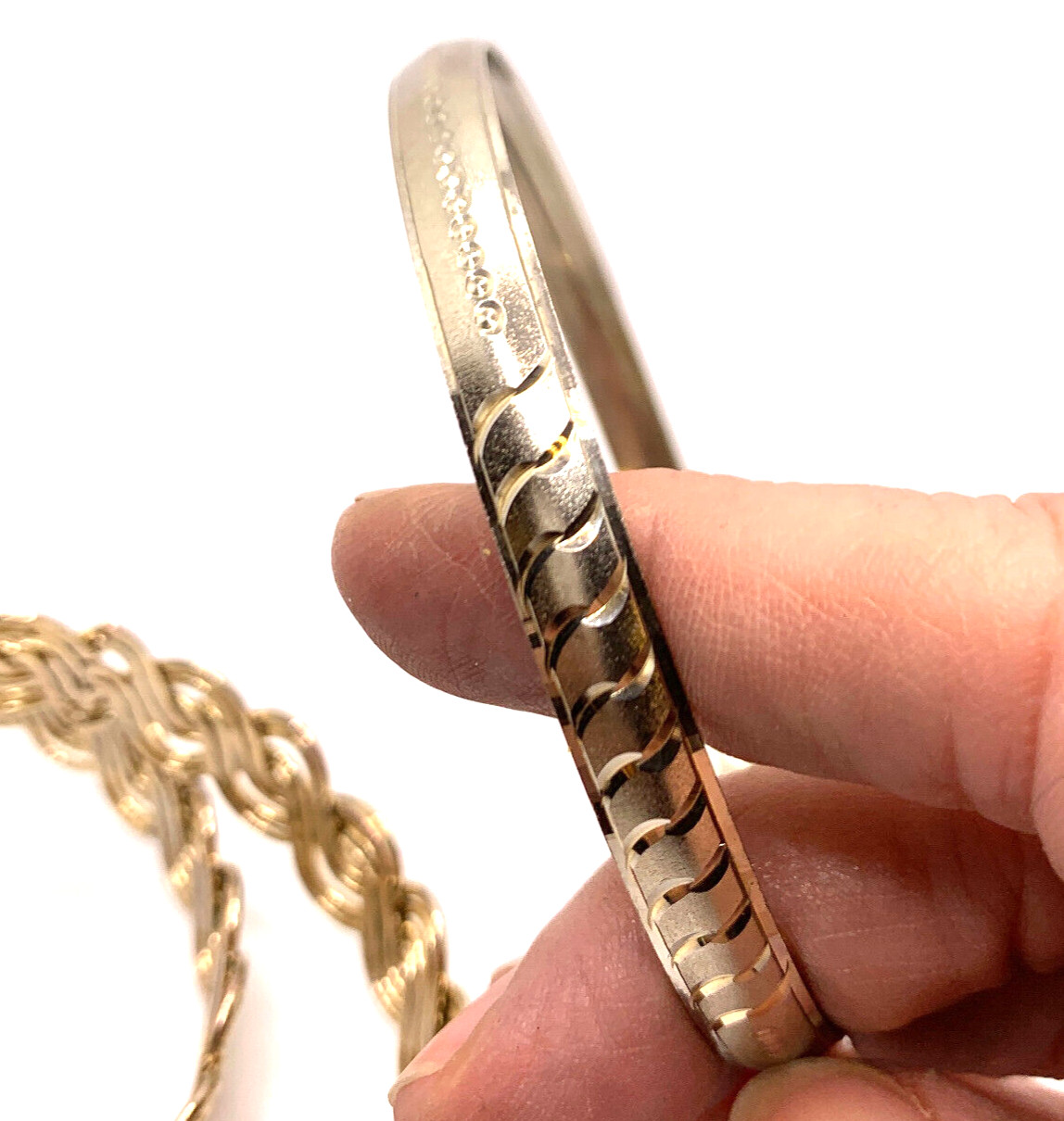 Lot 4 Vintage 1940s 1950s Etched Aluminum Bangles Bracelets