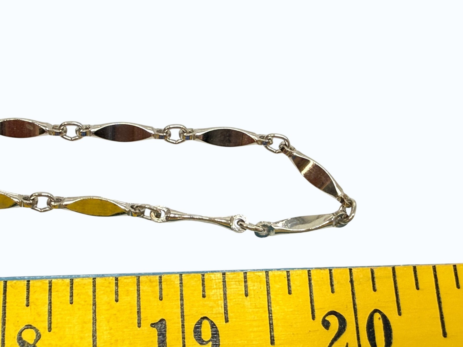 Vintage Necklace Silver Tone Dimpled Link Necklace Long 40 in chain Boho 1970s