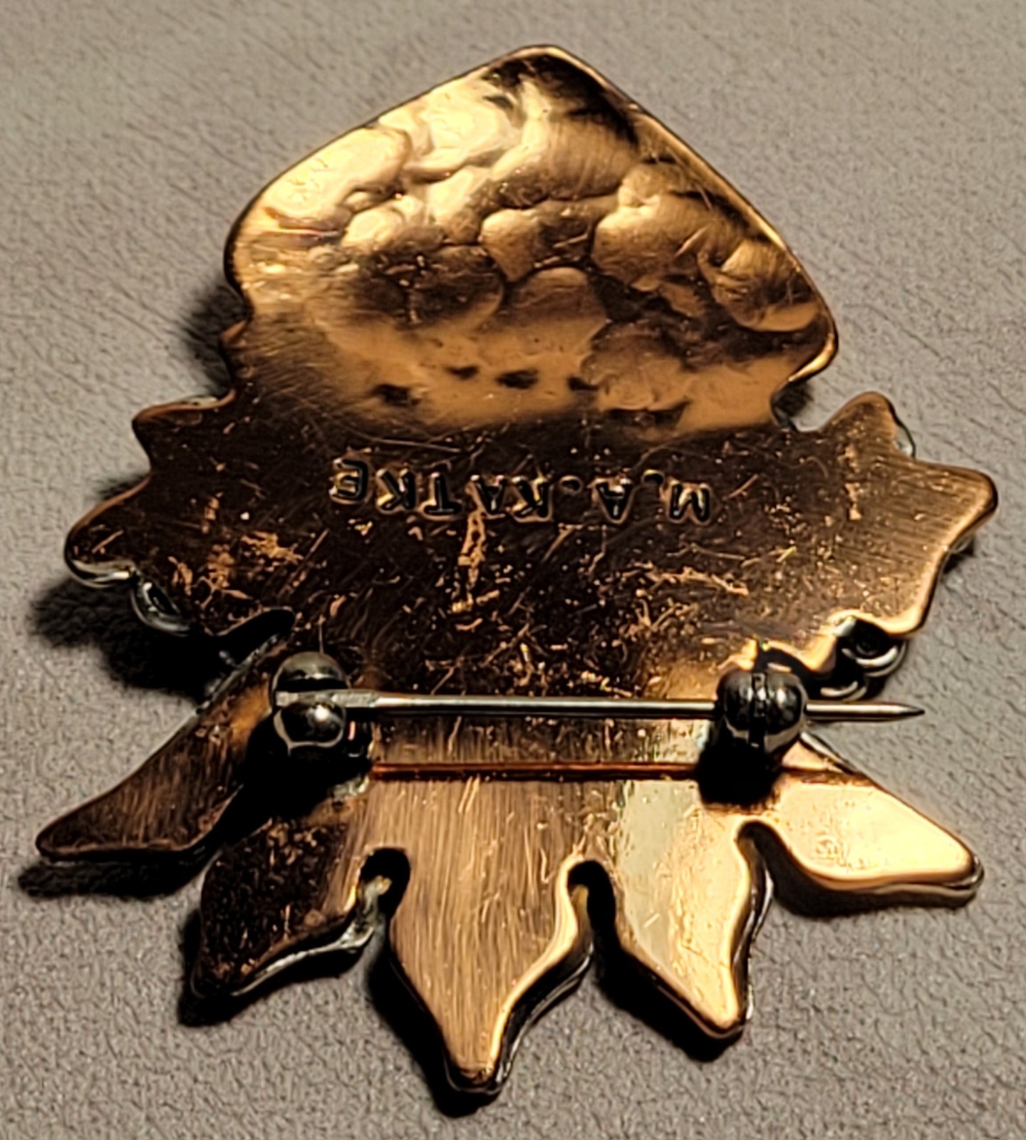 Artist M.A. Katke Mixed Metal Brooch Pin Signed Unique MA Katke Vintage AMAZING