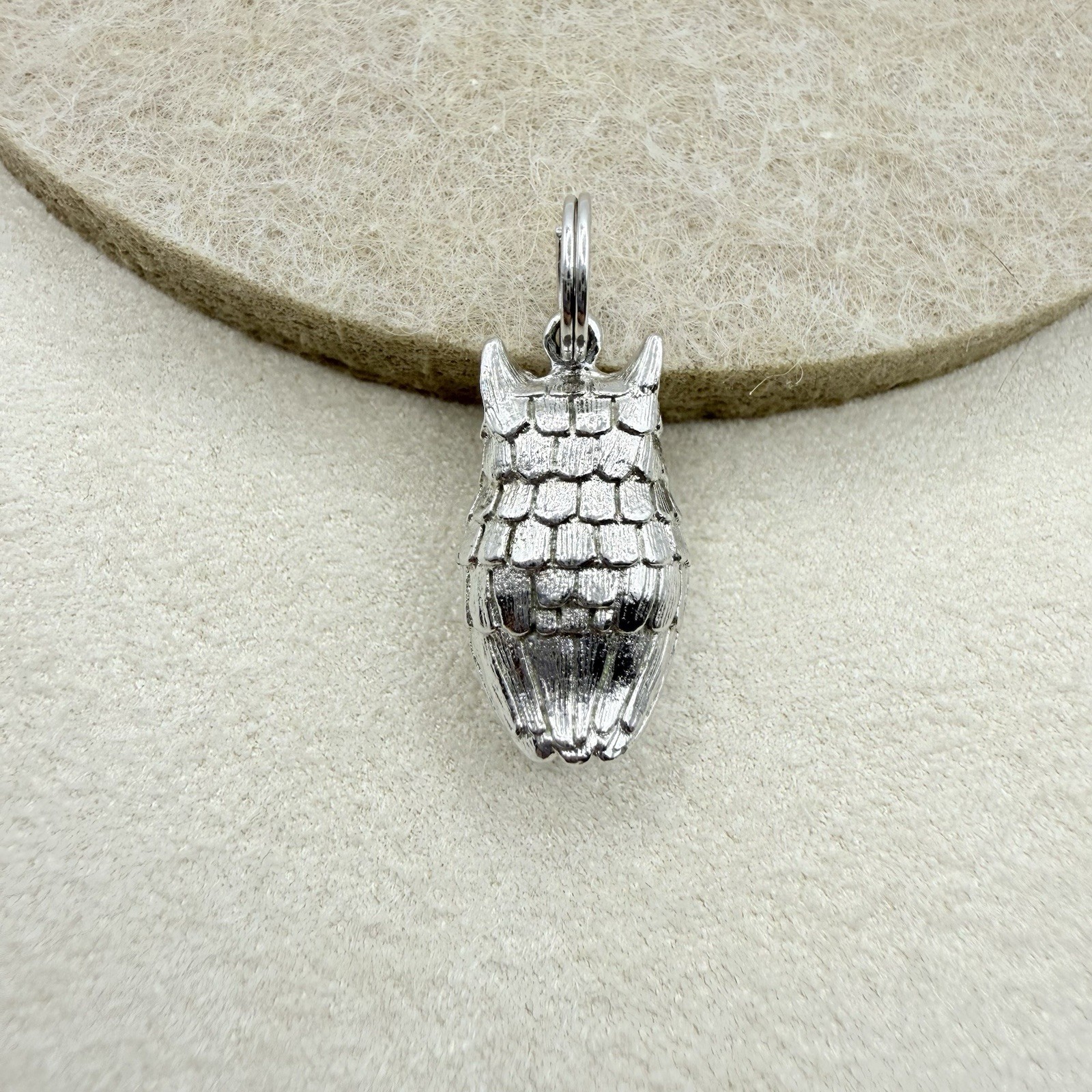 Vintage Silver Tone Owl Animal Dangle Drop Charm Pendant Jewelry Accessory