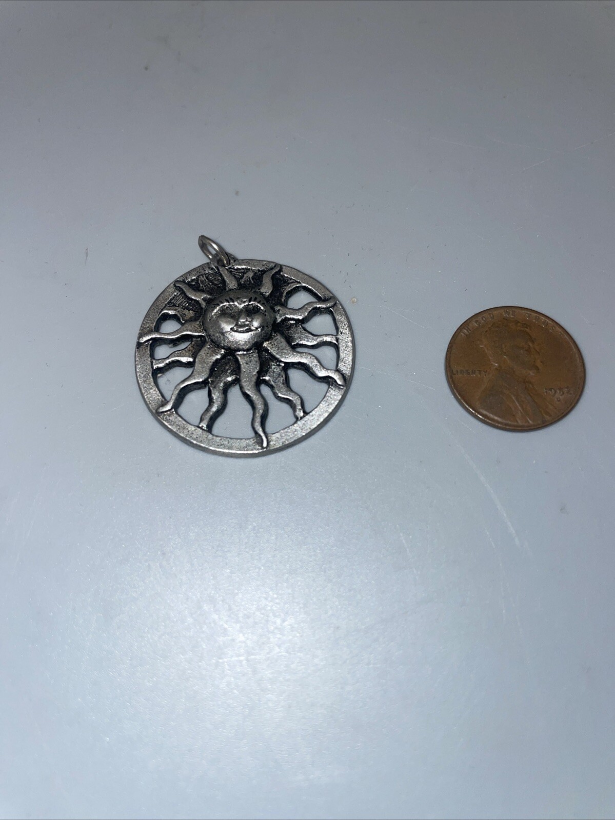 Vintage Metzke Key Ring Pewter SUN 70’s Retro Mod Celestial or Pendant