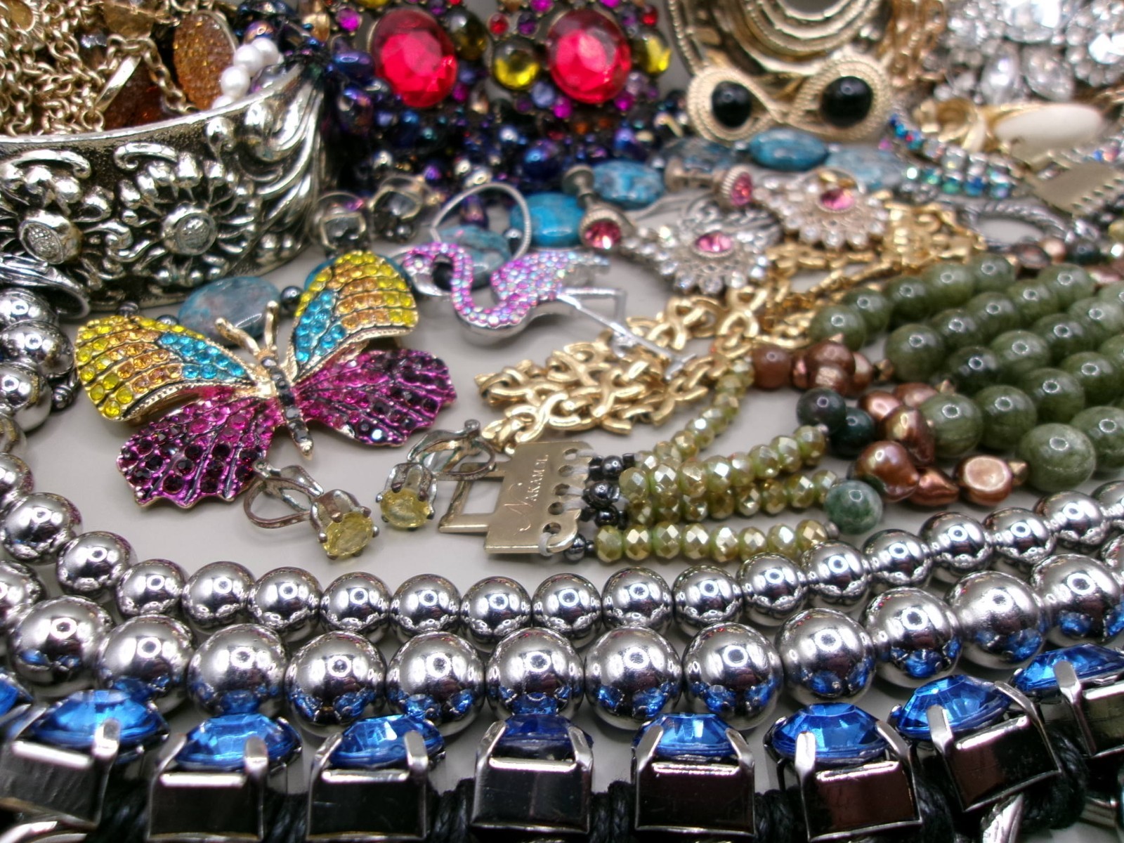 Vintage~Now Estate Costume Jewelry Lot~Rhinestones~Multi~1 AVON~1 MONET